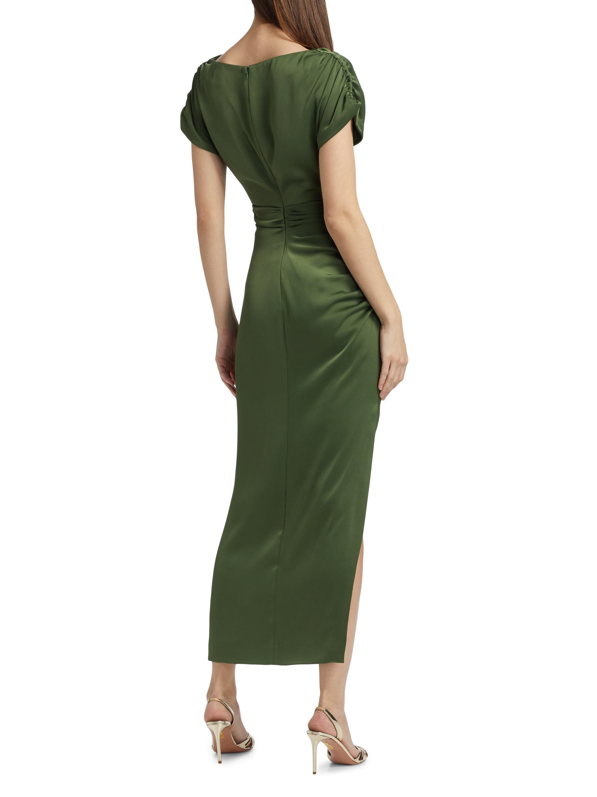 Lela Rose Heather Ruched Satin Maxi Dress | Saks Fifth Avenue