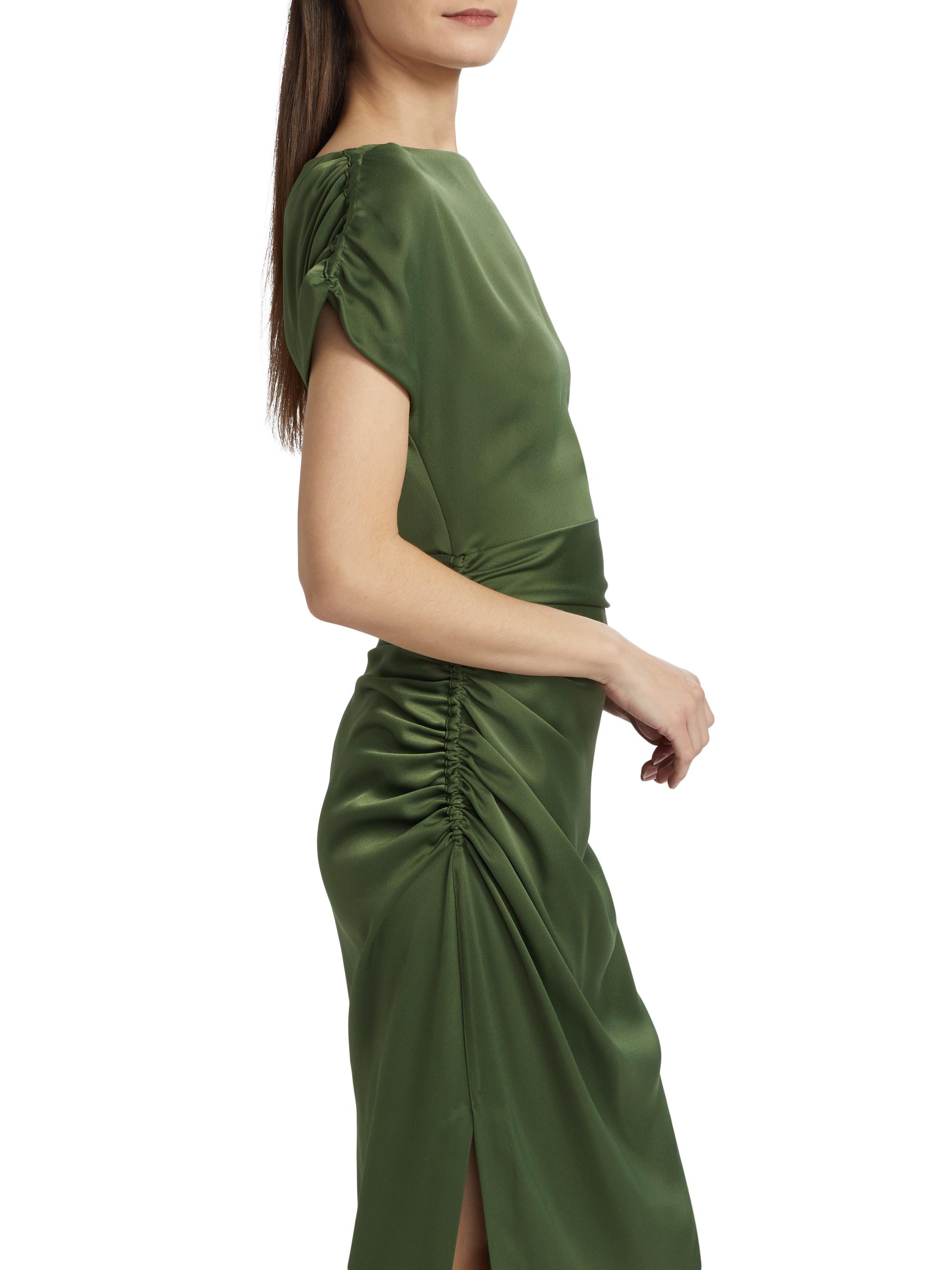 Lela Rose Heather Ruched Satin Maxi Dress | Saks Fifth Avenue