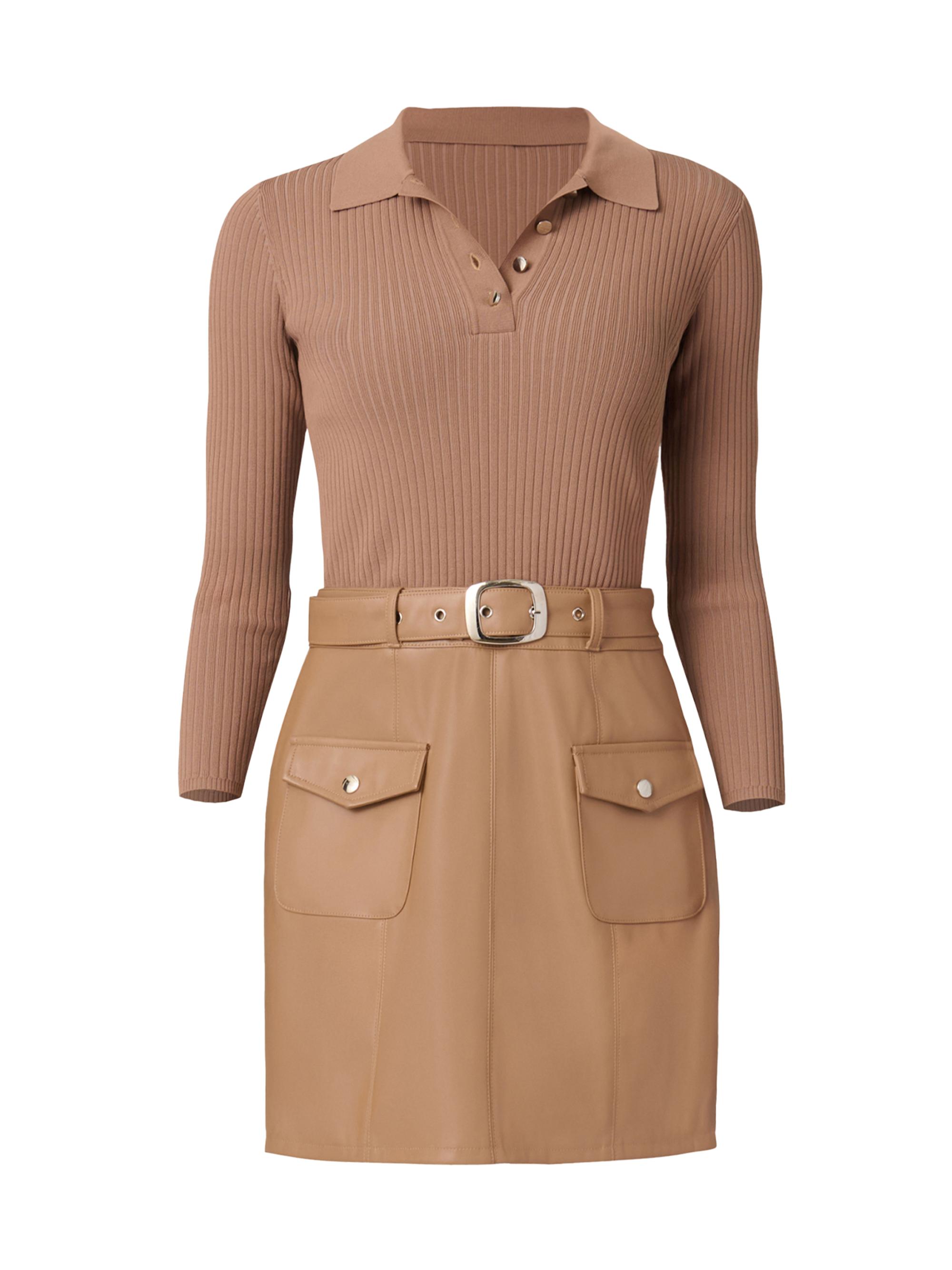 Shoshanna Women's Melinda Mixed Media Minidress - Camel