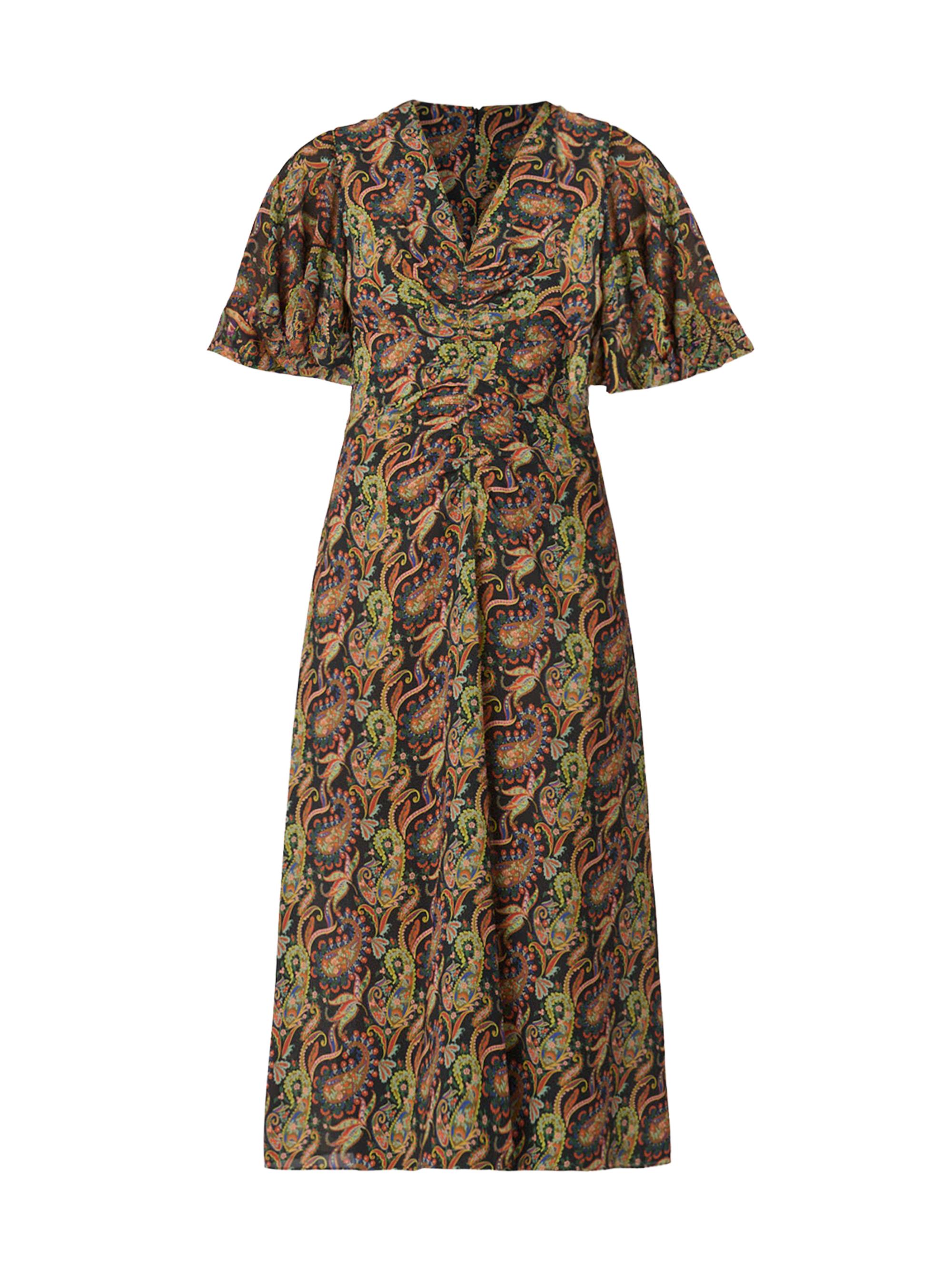 Women’s Drew Paisley Cocktail Dress – Jet Teal Rust Multi – Size 0