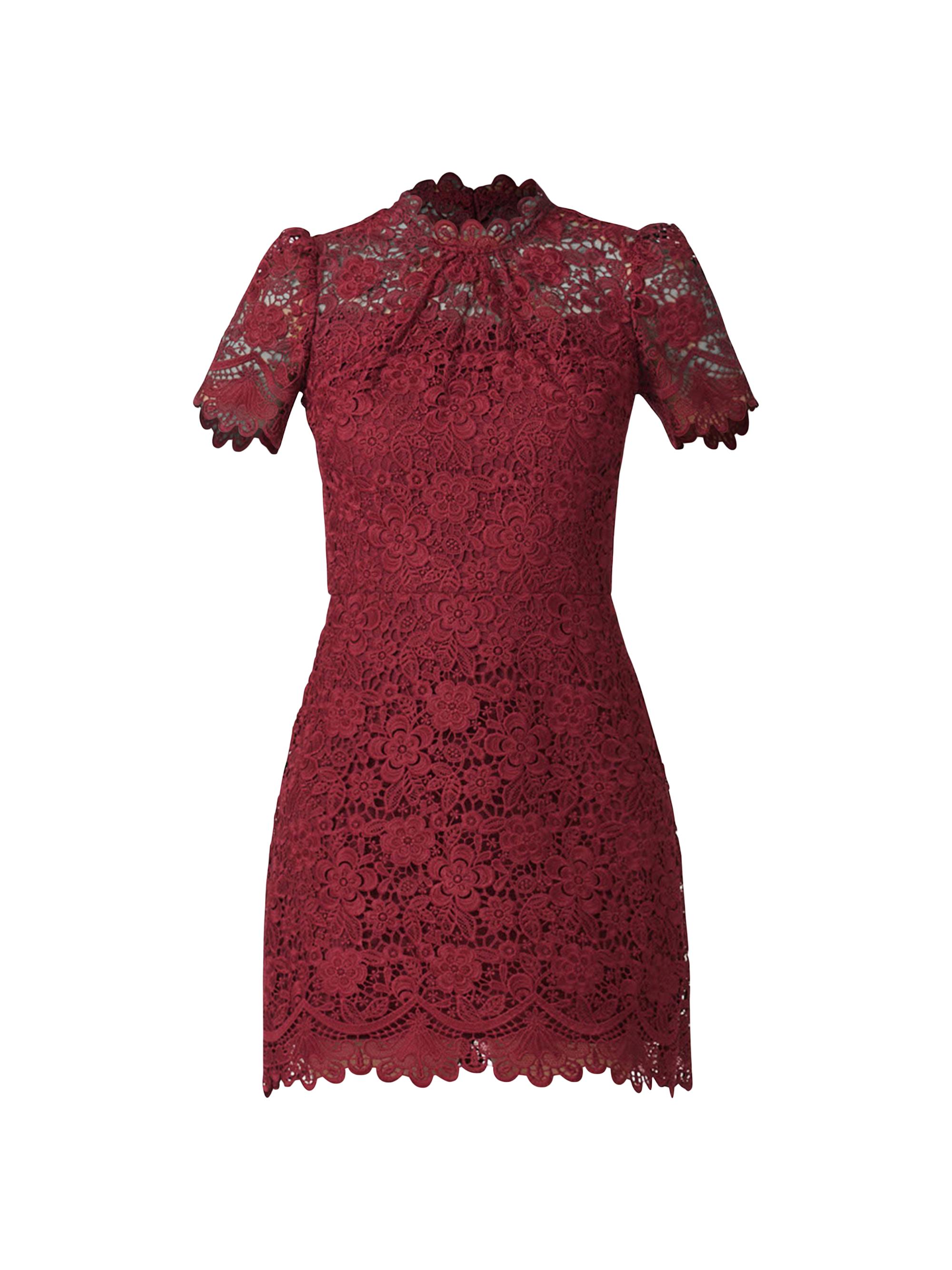 Shoshanna Women's Ella Lace Minidress - Burgundy