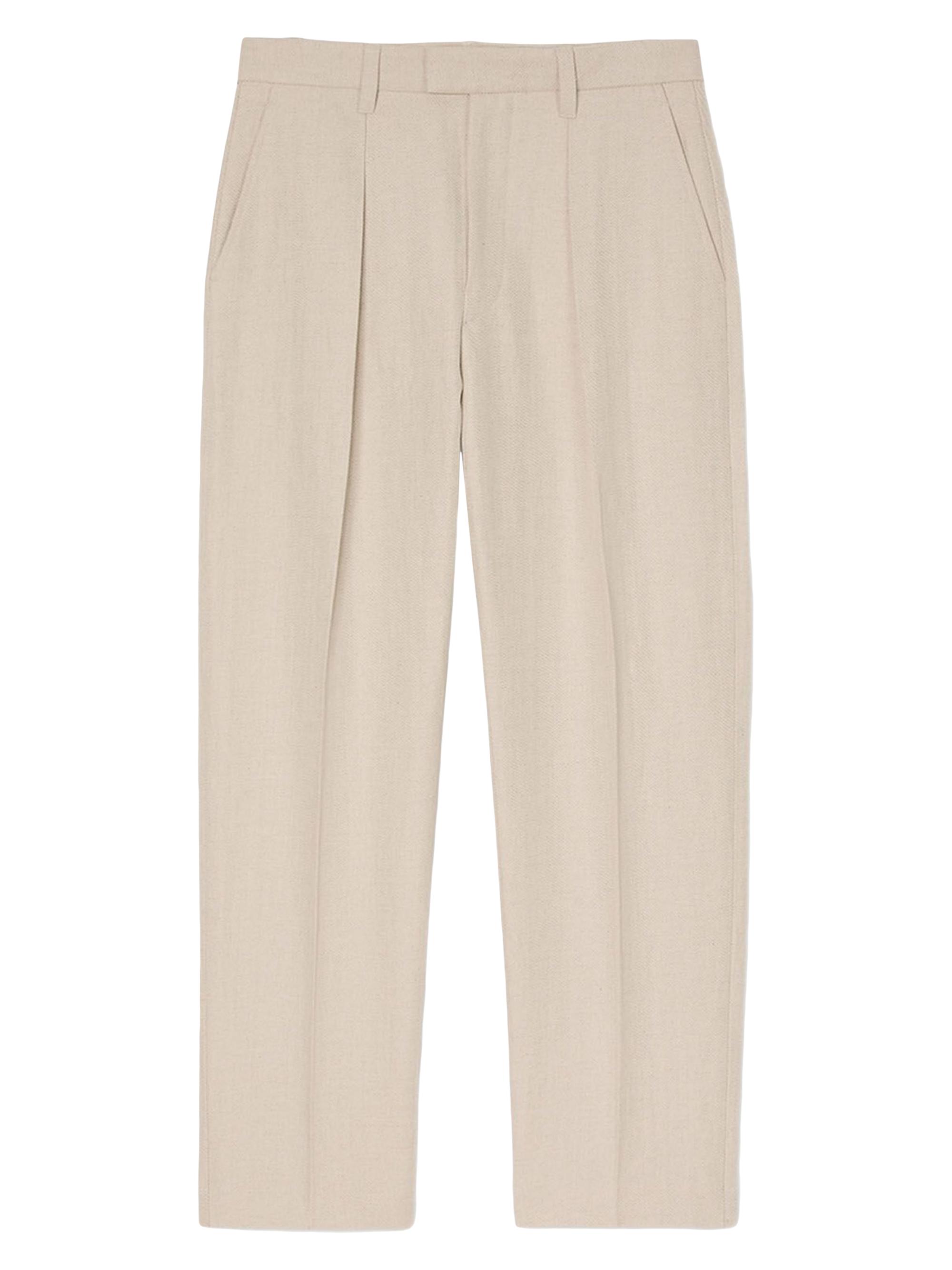 Sandro Men's Wide-Leg Trousers with Creases - Oats