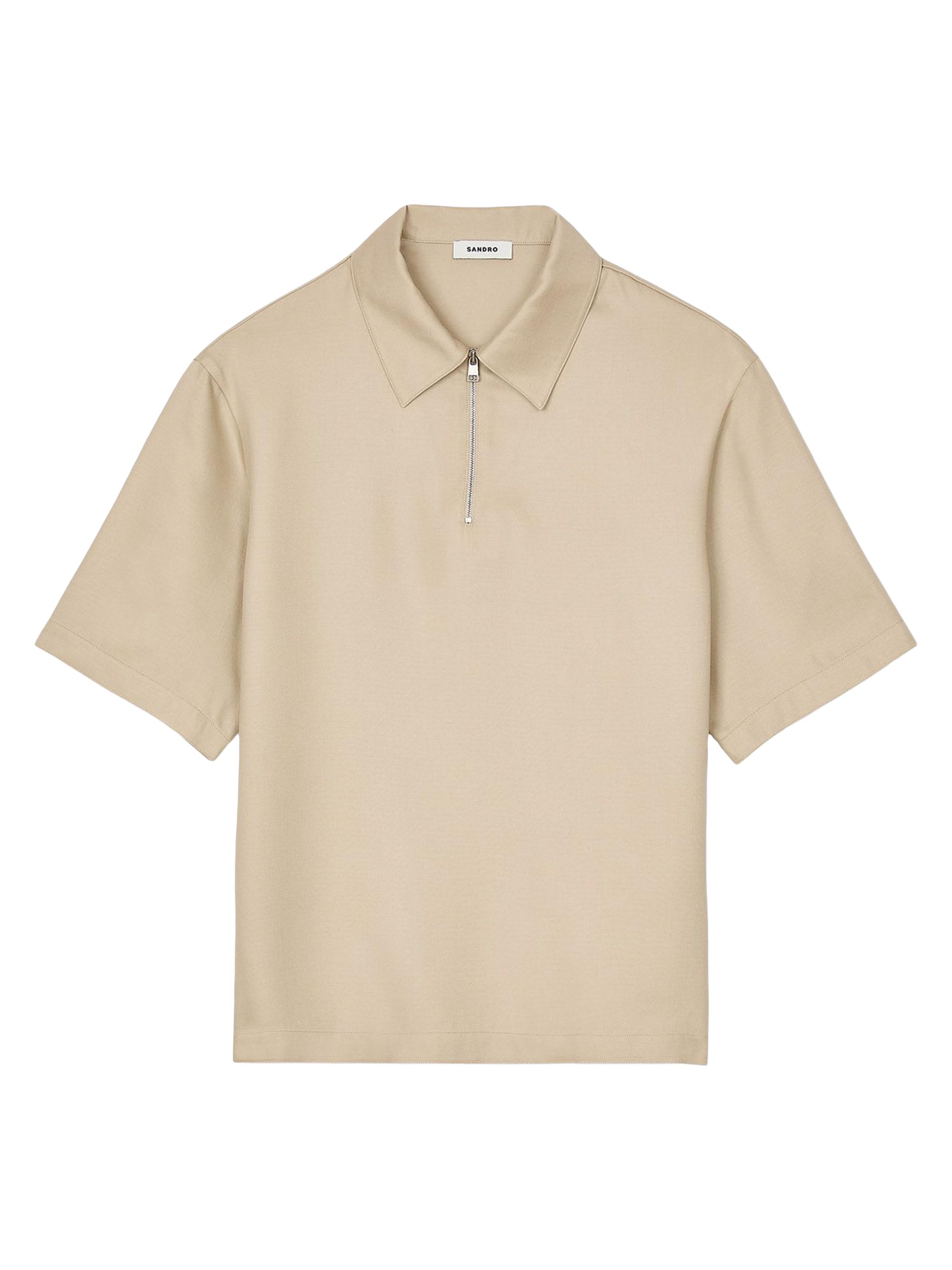 Sandro Men's Zip-Neck Polo Shirt - Sand
