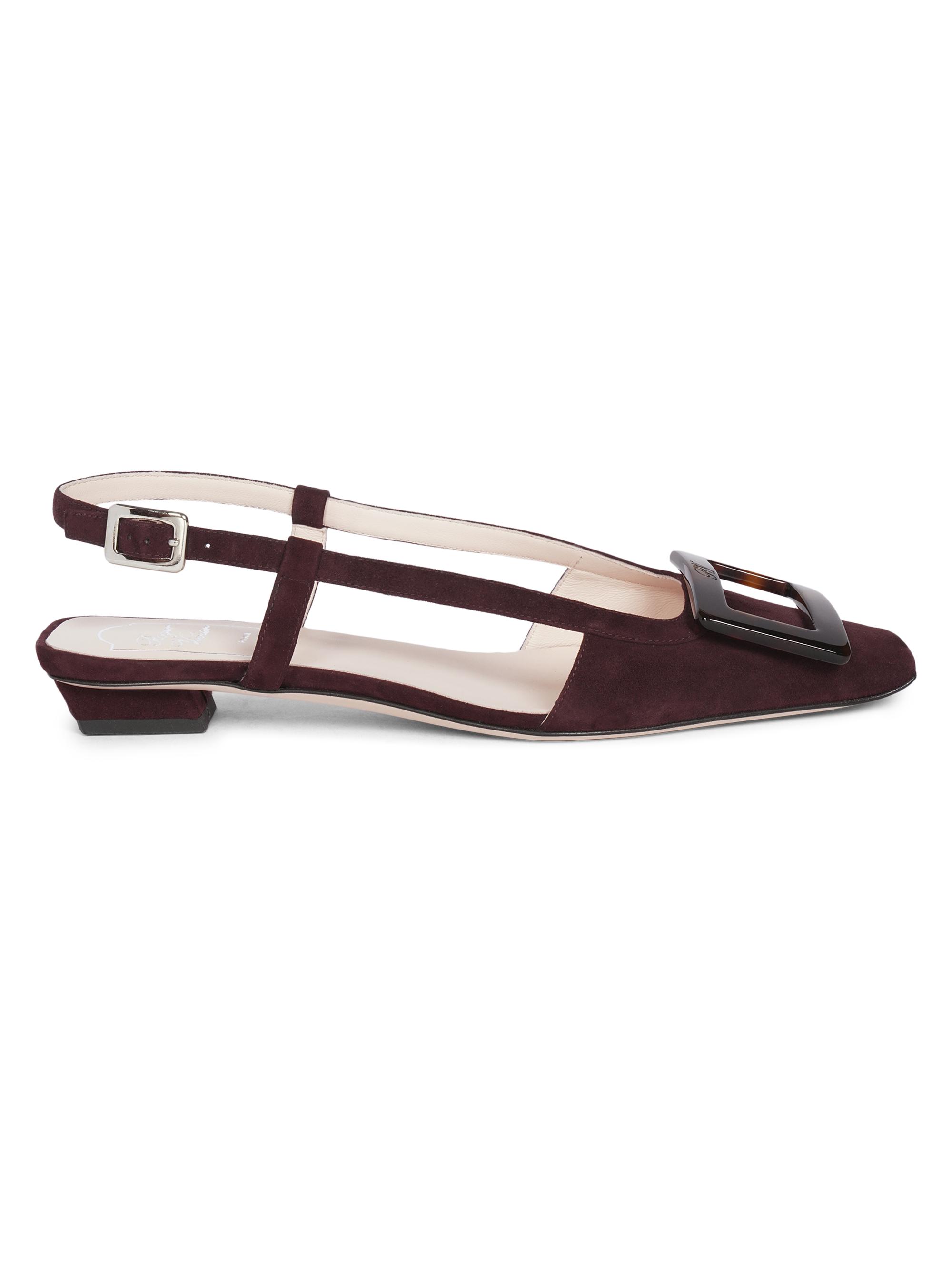 Roger Vivier Women's Belle Vivier 25MM Suede Slingback Ballerina Flats - Kraft Chiaro