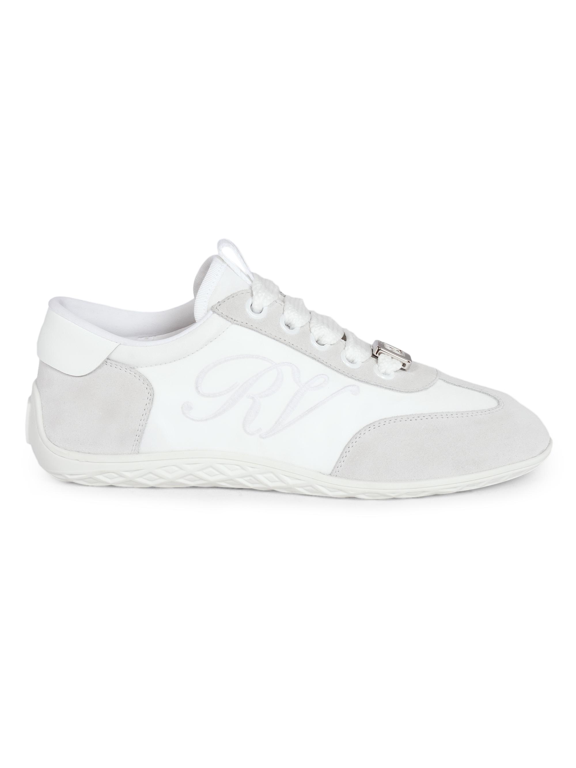 Roger Vivier Women's Viv Suede Mesh Low-Top Sneakers - White