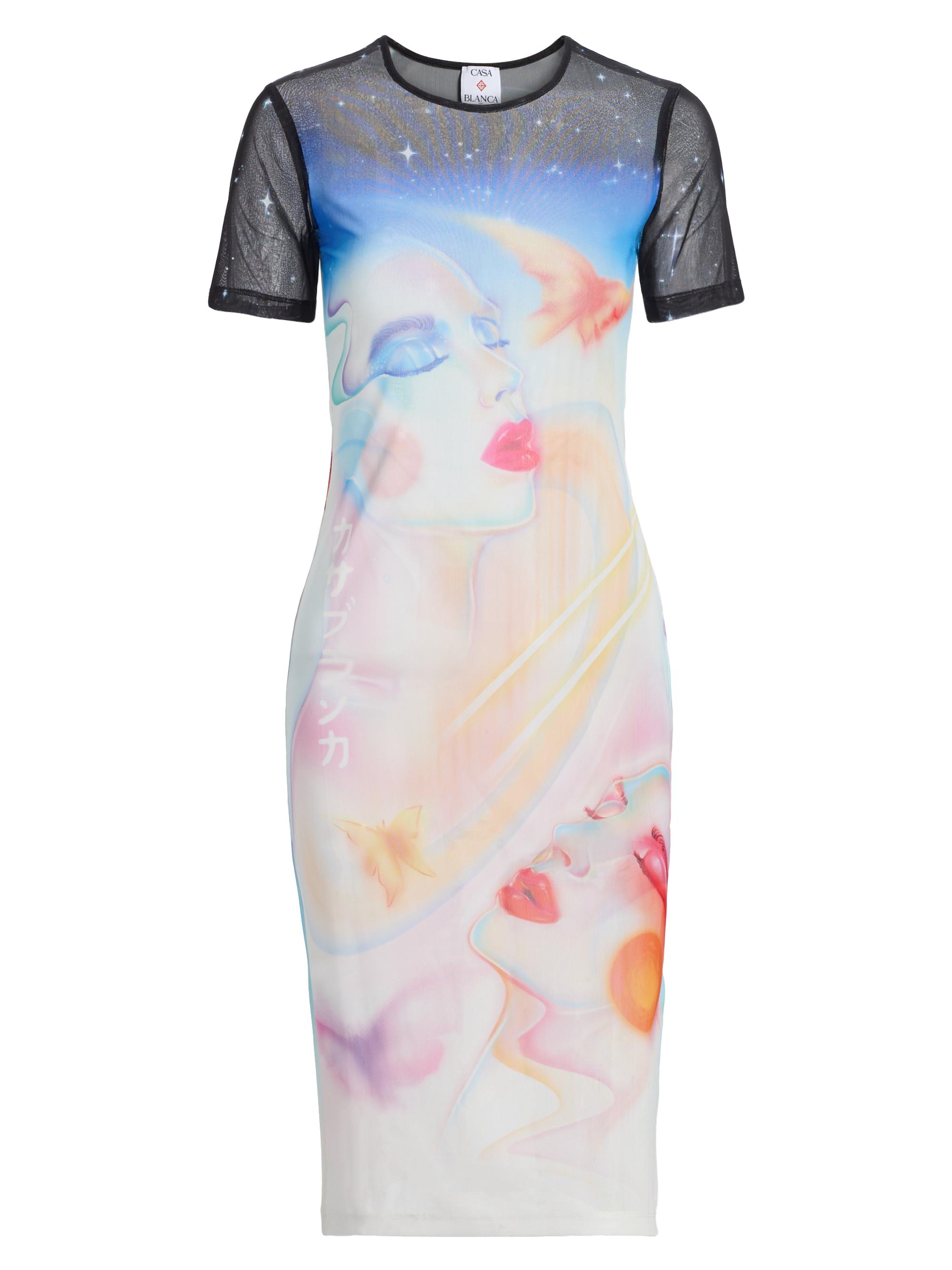 Casablanca Women's Galactic Connection Mesh Knee-Length Dress - Galactic Connection