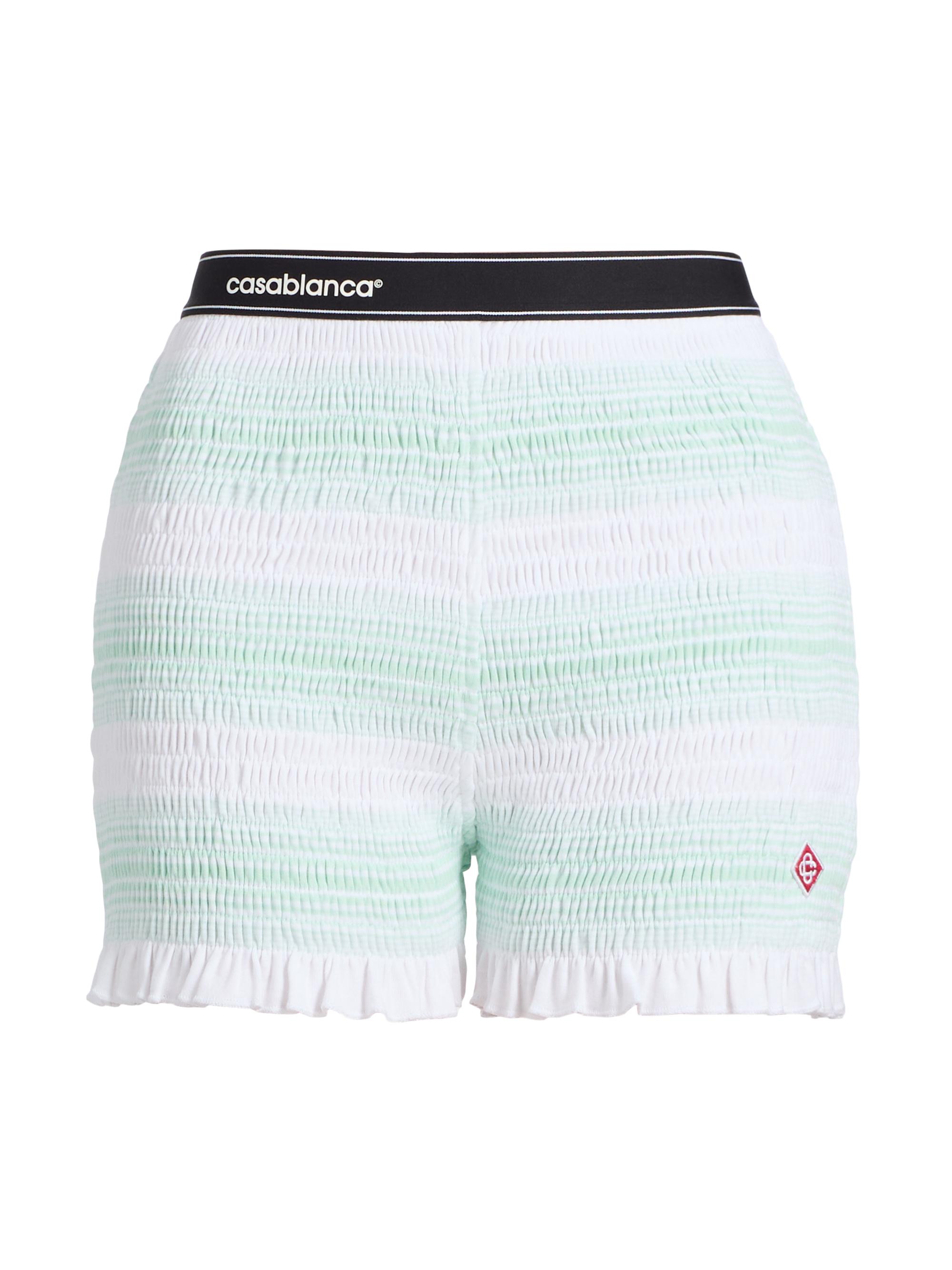 Casablanca Women's Stripe Shirred Shorts - Mint White