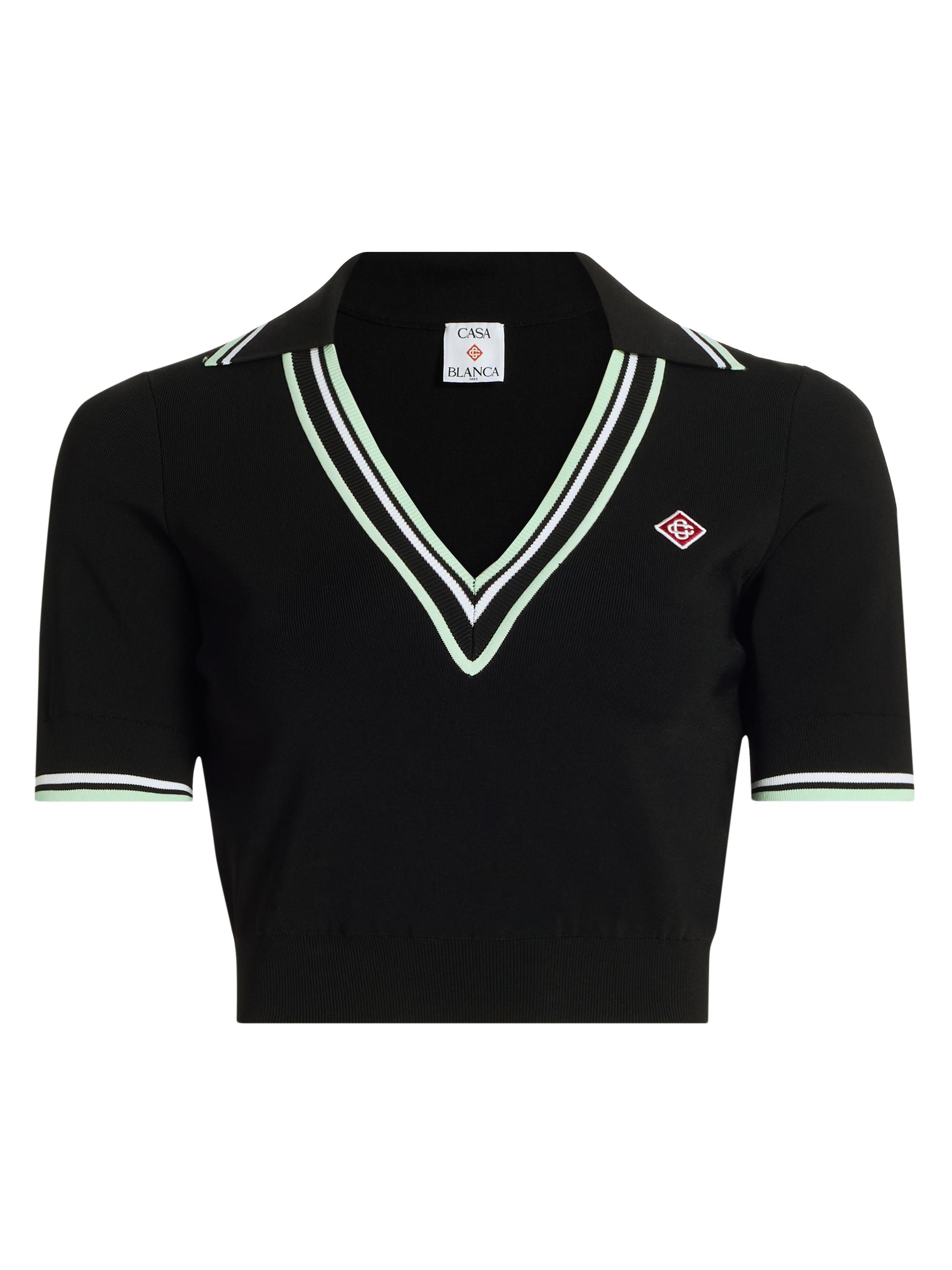 Casablanca Women's Varsity Cropped Polo Shirt - Black