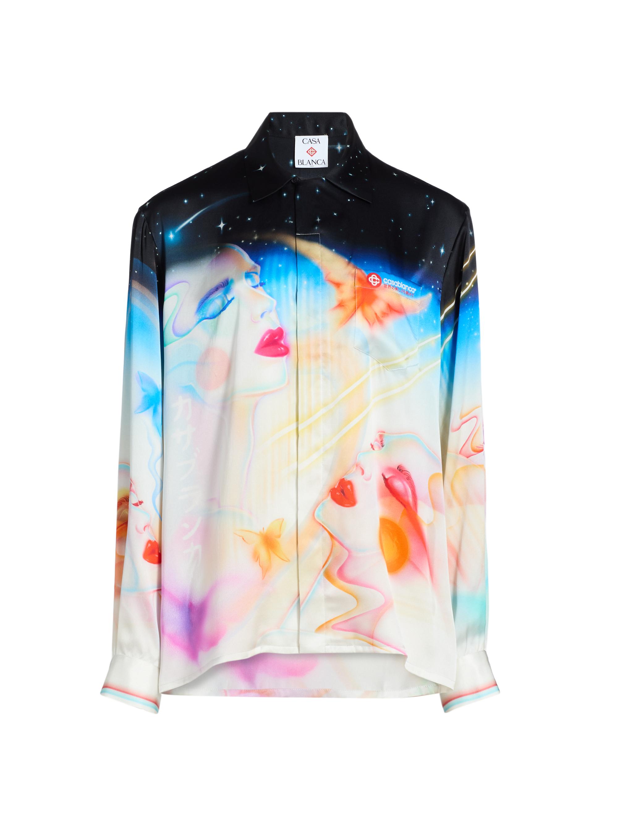 Casablanca Women's Printed Silk Button-Front Shirt - Galactic Connection