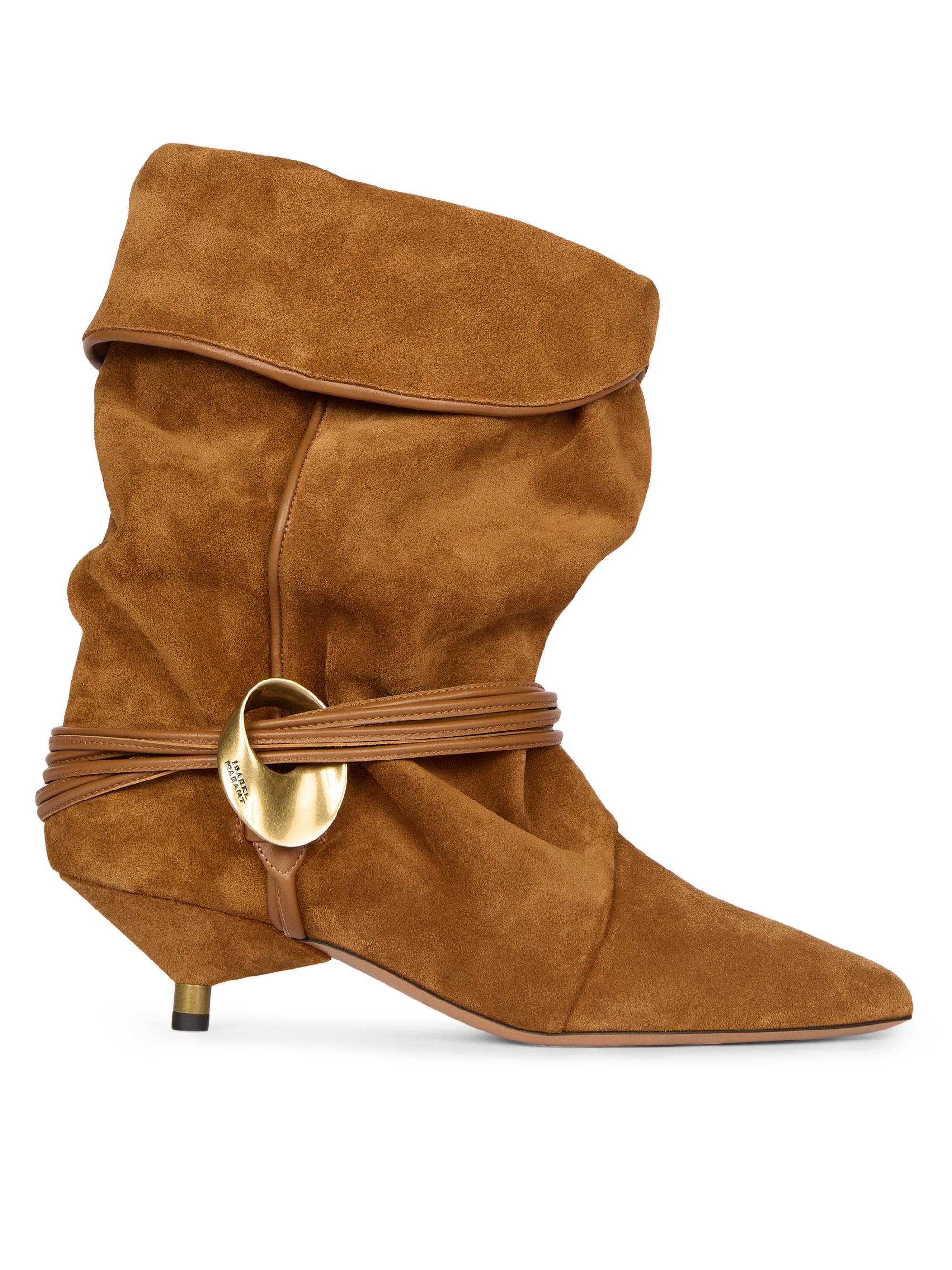 Isabel Marant Women's Edrika Suede Slouchy Booties - Cognac