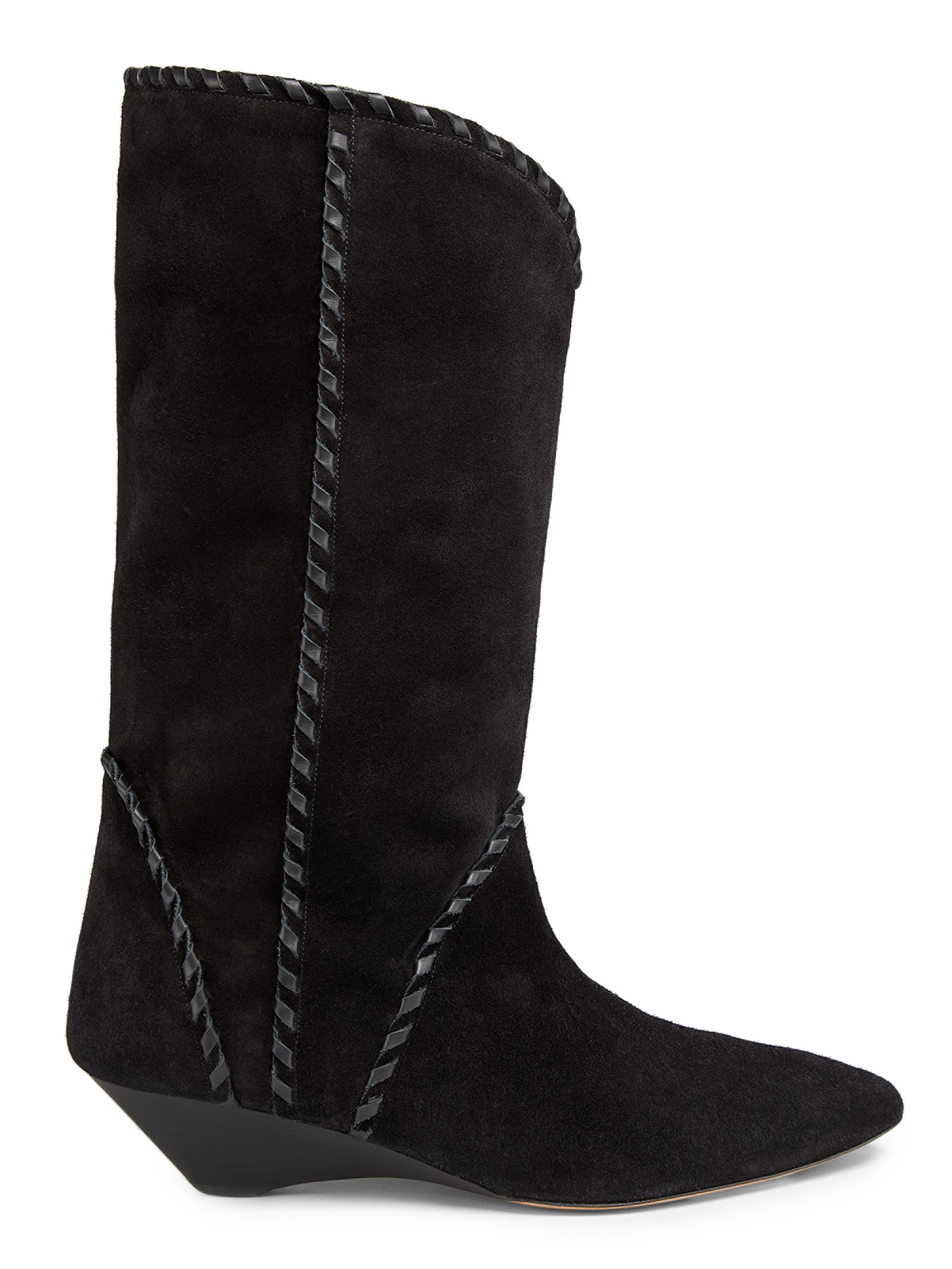 Isabel Marant Women's Edoa Suede Whipstitch Boots - Black