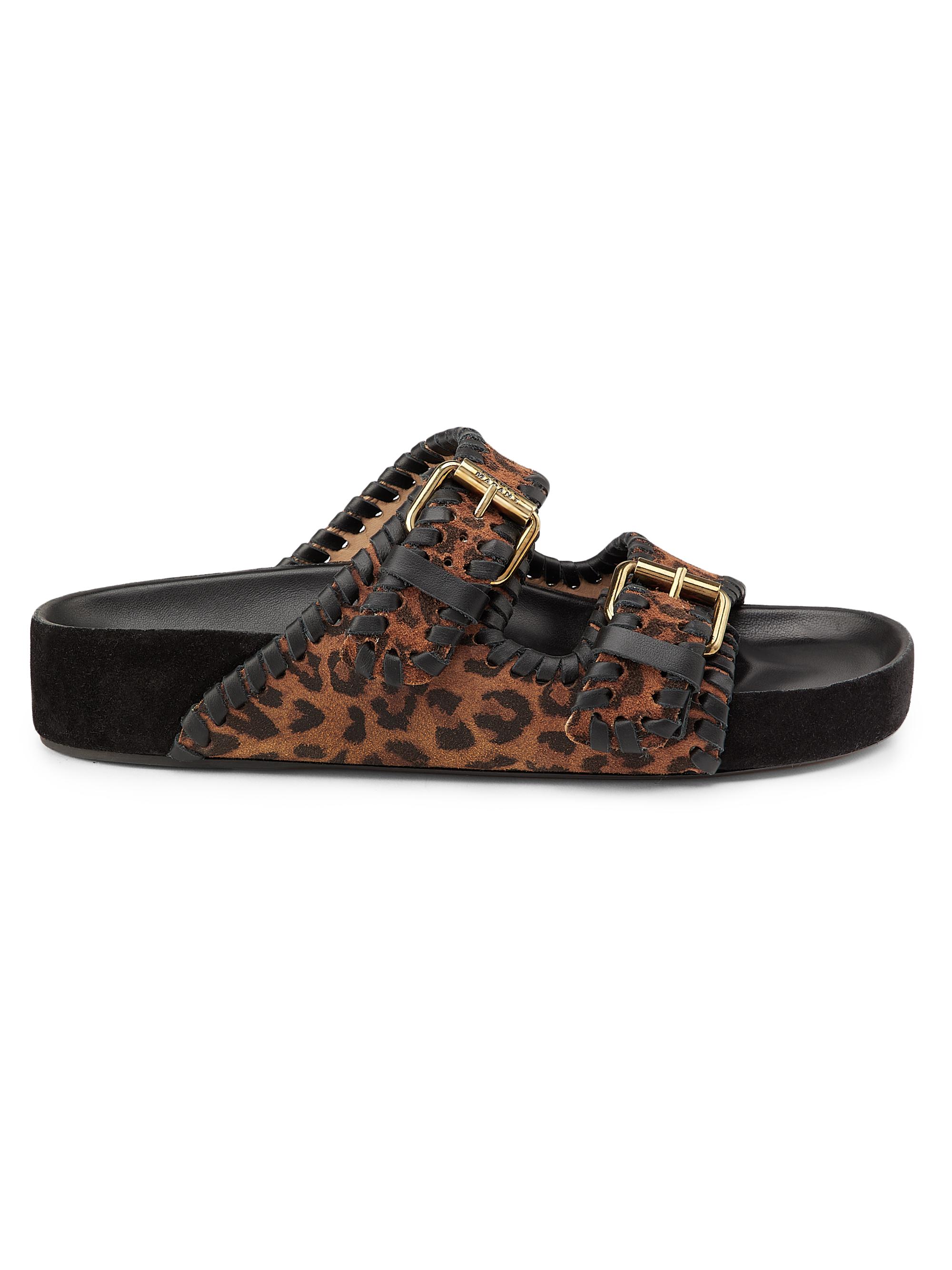 Isabel Marant Women's Lennyo Suede Sandals - Leopard