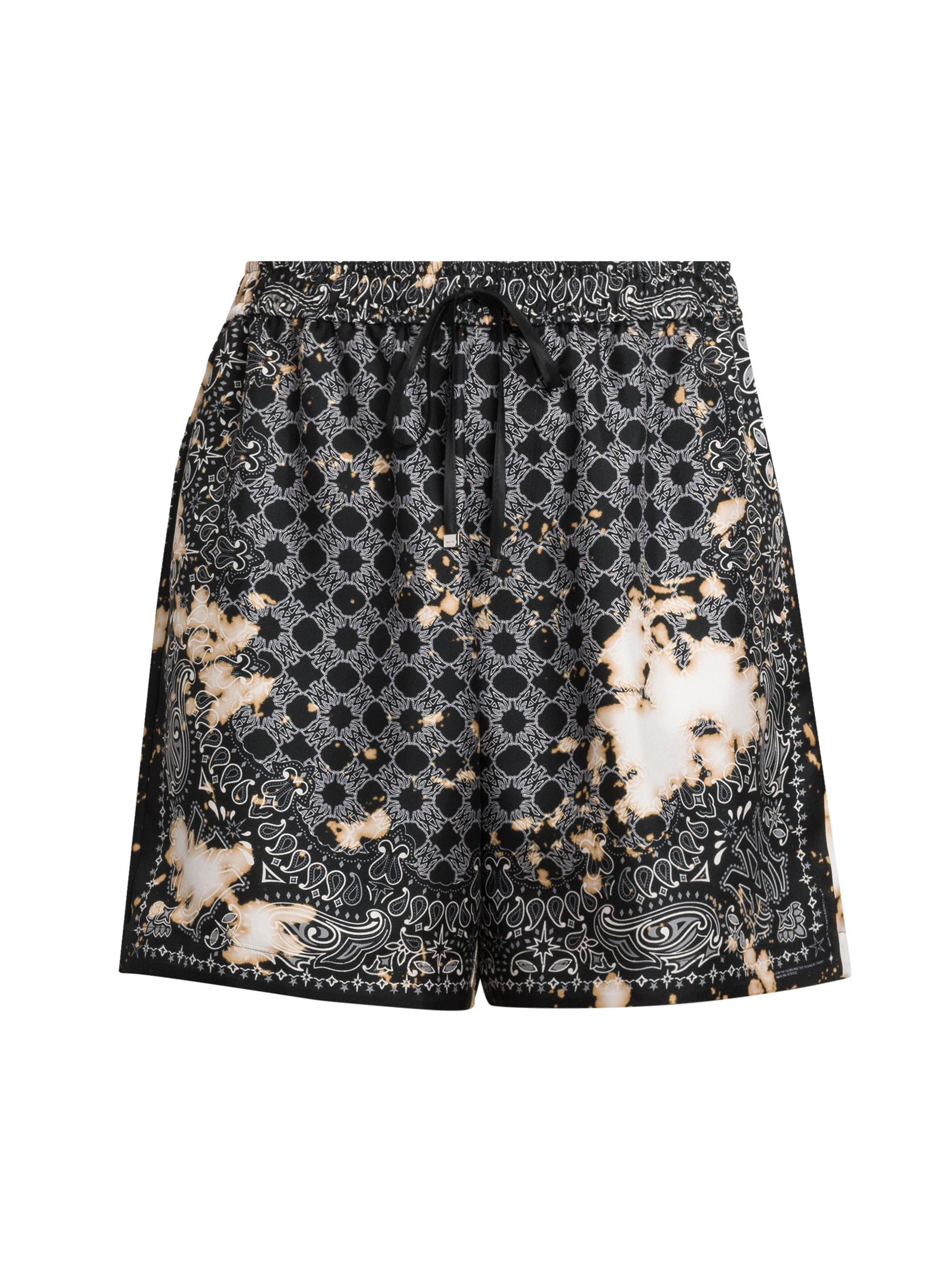 Amiri Men's Bleach Bandana Silk Drawstring Shorts - Black