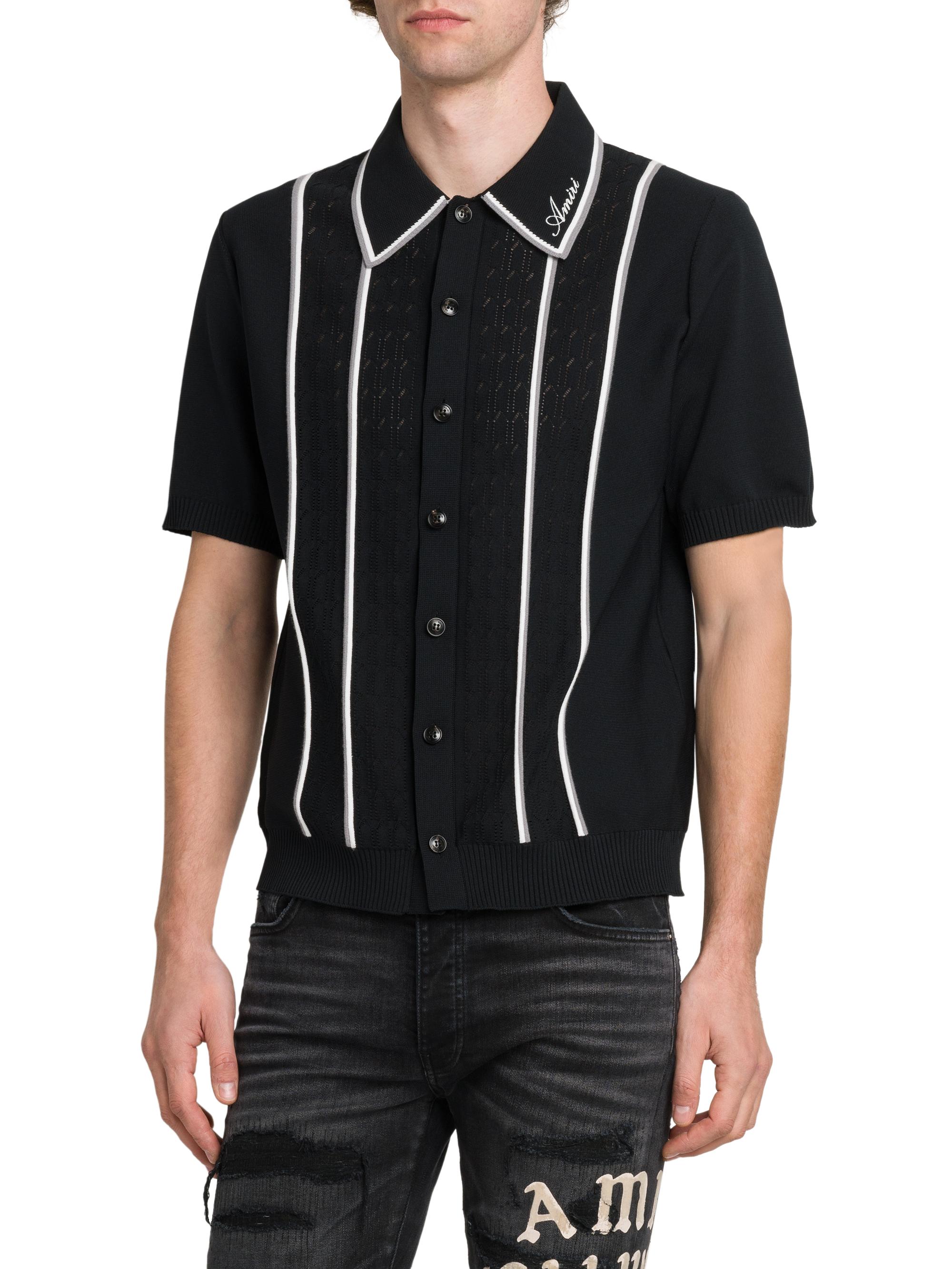 Amiri Logo-Detailed Striped Pointelle-Knit Shirt | Saks Fifth Avenue