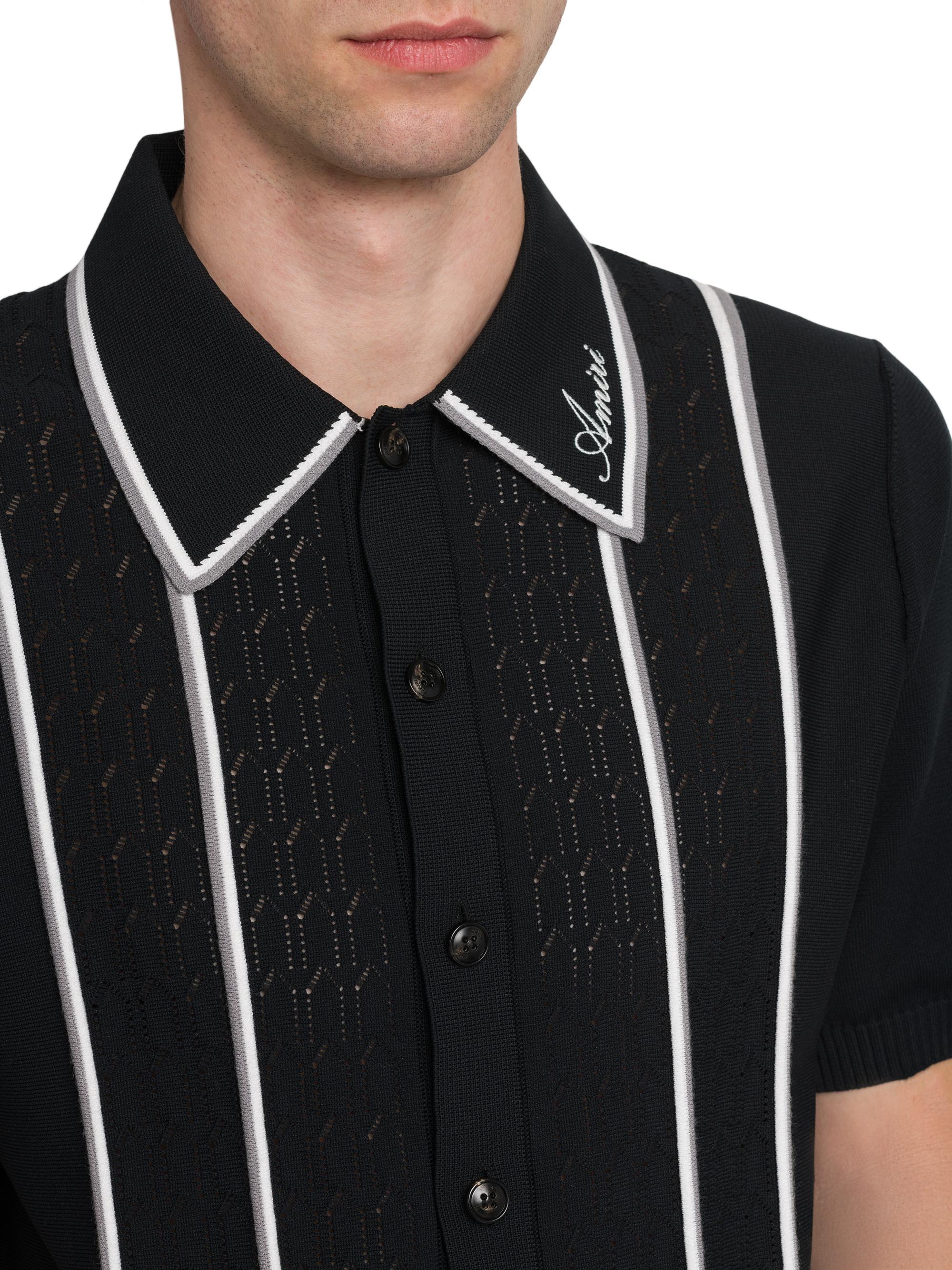 Ｅme/rire Amiri Logo-Detailed Striped Pointelle-Knit Shirt | Saks Fifth Avenue