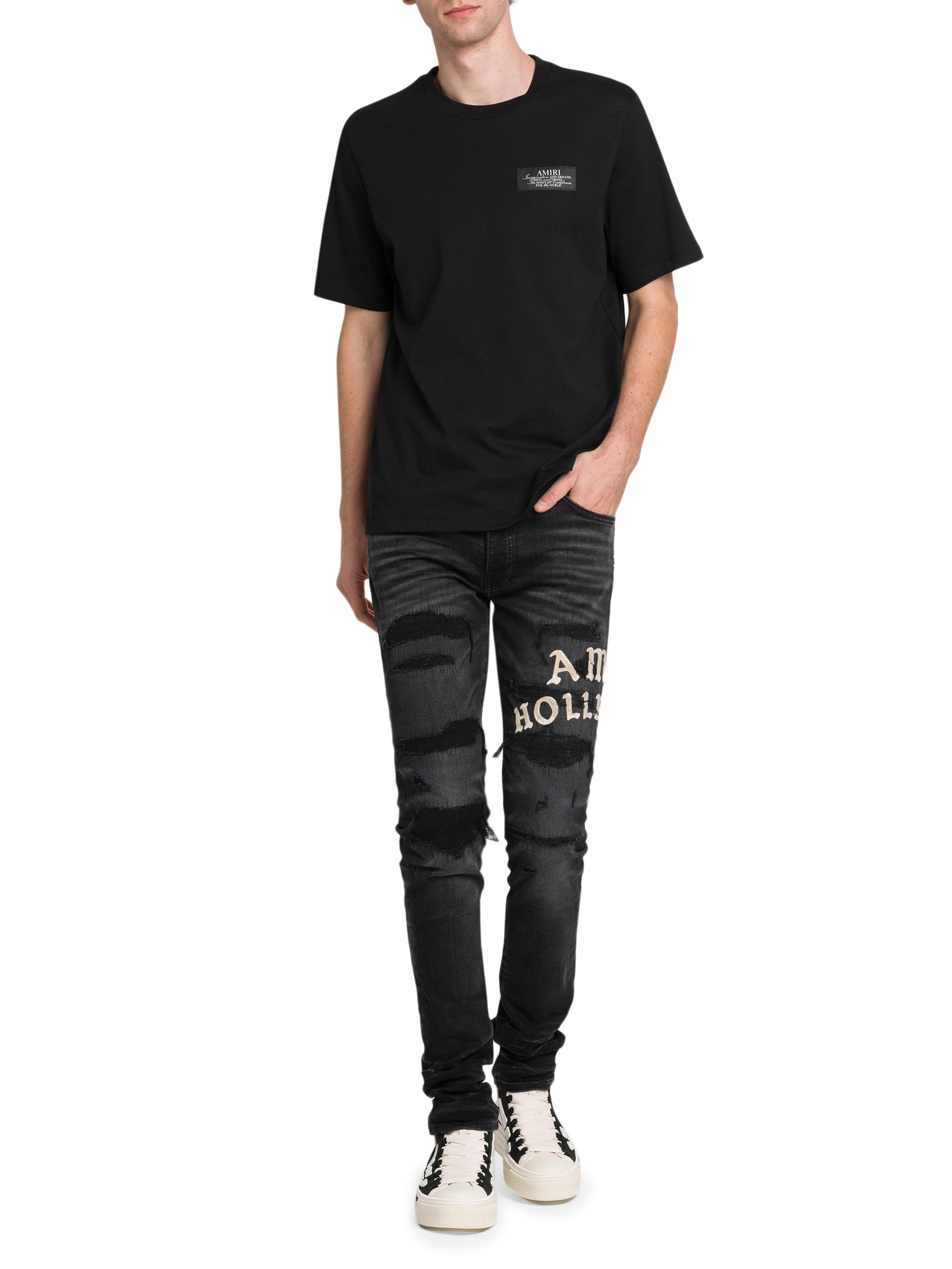 Amiri Men's Spirit Logo Cotton Crewneck T-Shirt - Black | Thumbnail 2