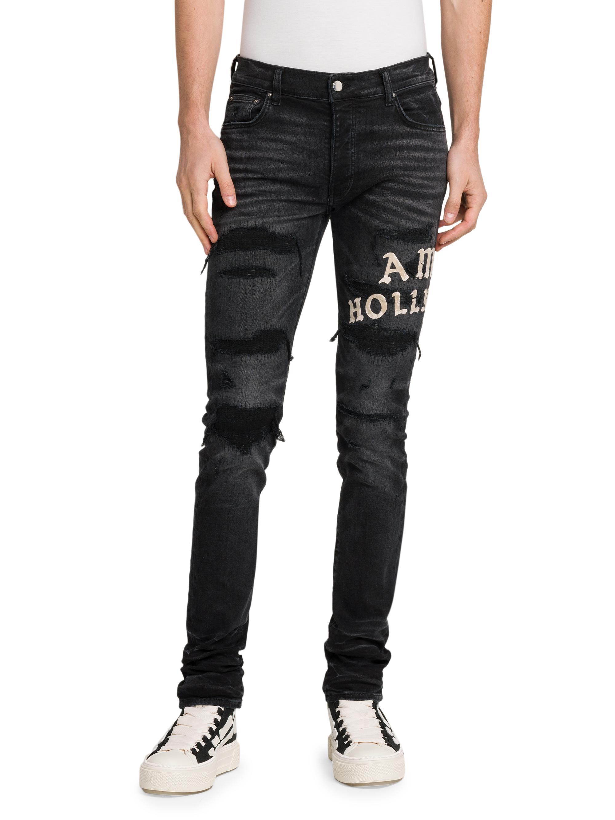 Amiri Hollywood Appliqué Thrasher Repaired Skinny Jeans Saks