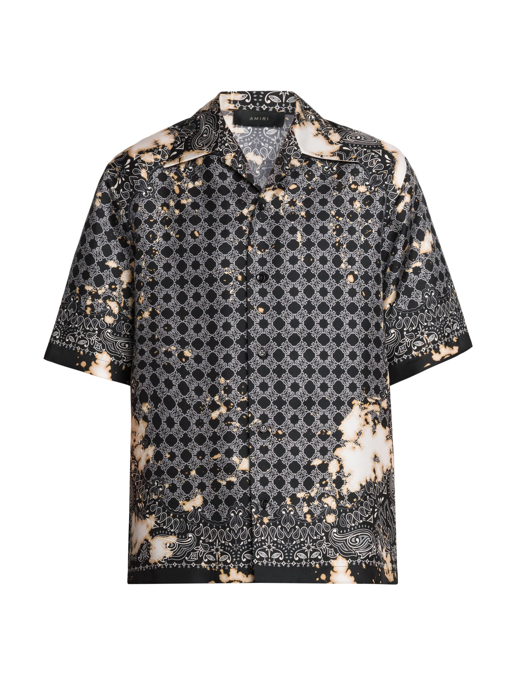 Amiri Men's Bleach Bandana Bowling Shirt - Black