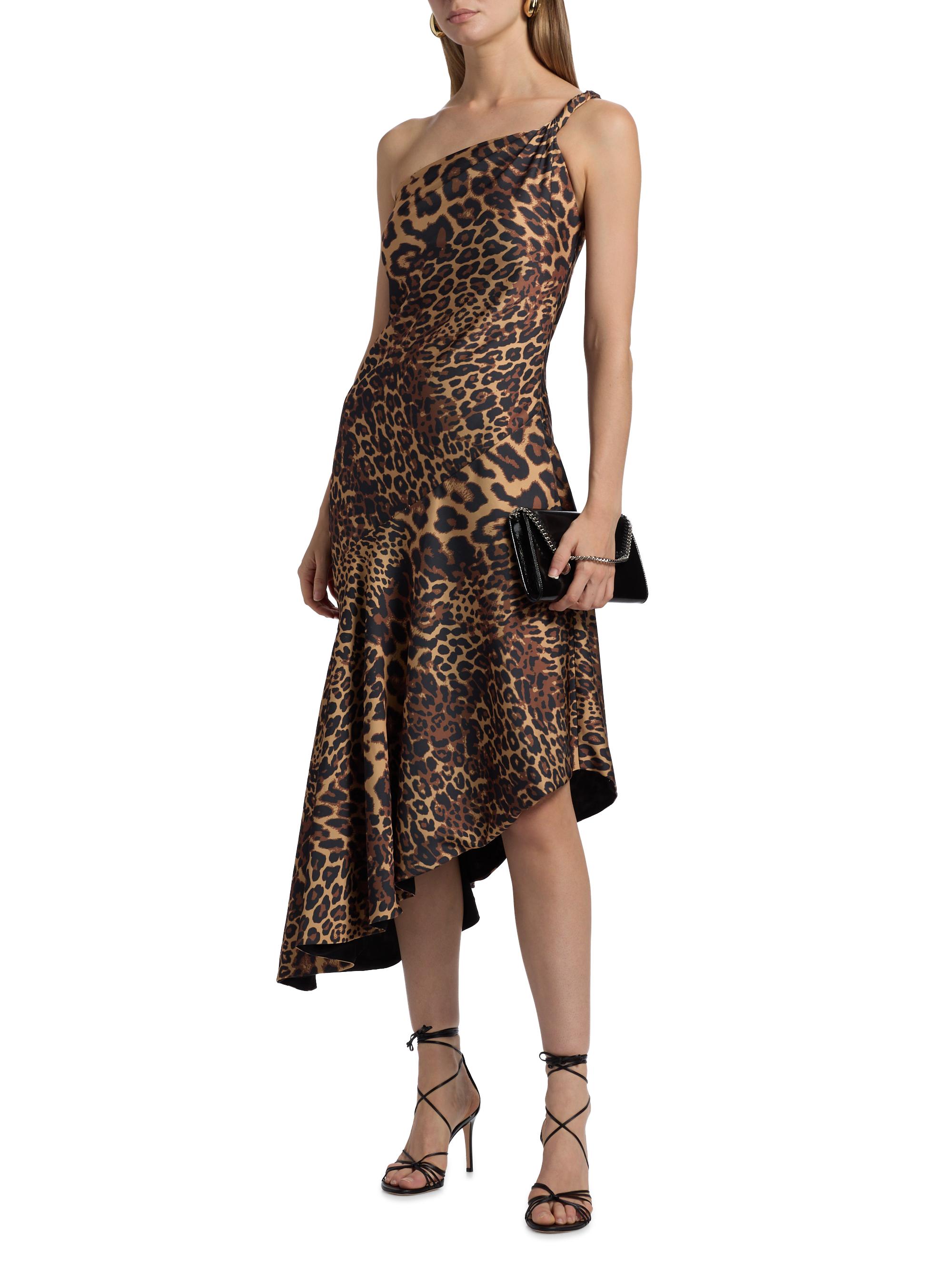 leopard print asymmetrical dress Aphrodite Leopard Print Asymmetric Ruched Side Mini Dress – Club L London main image 0