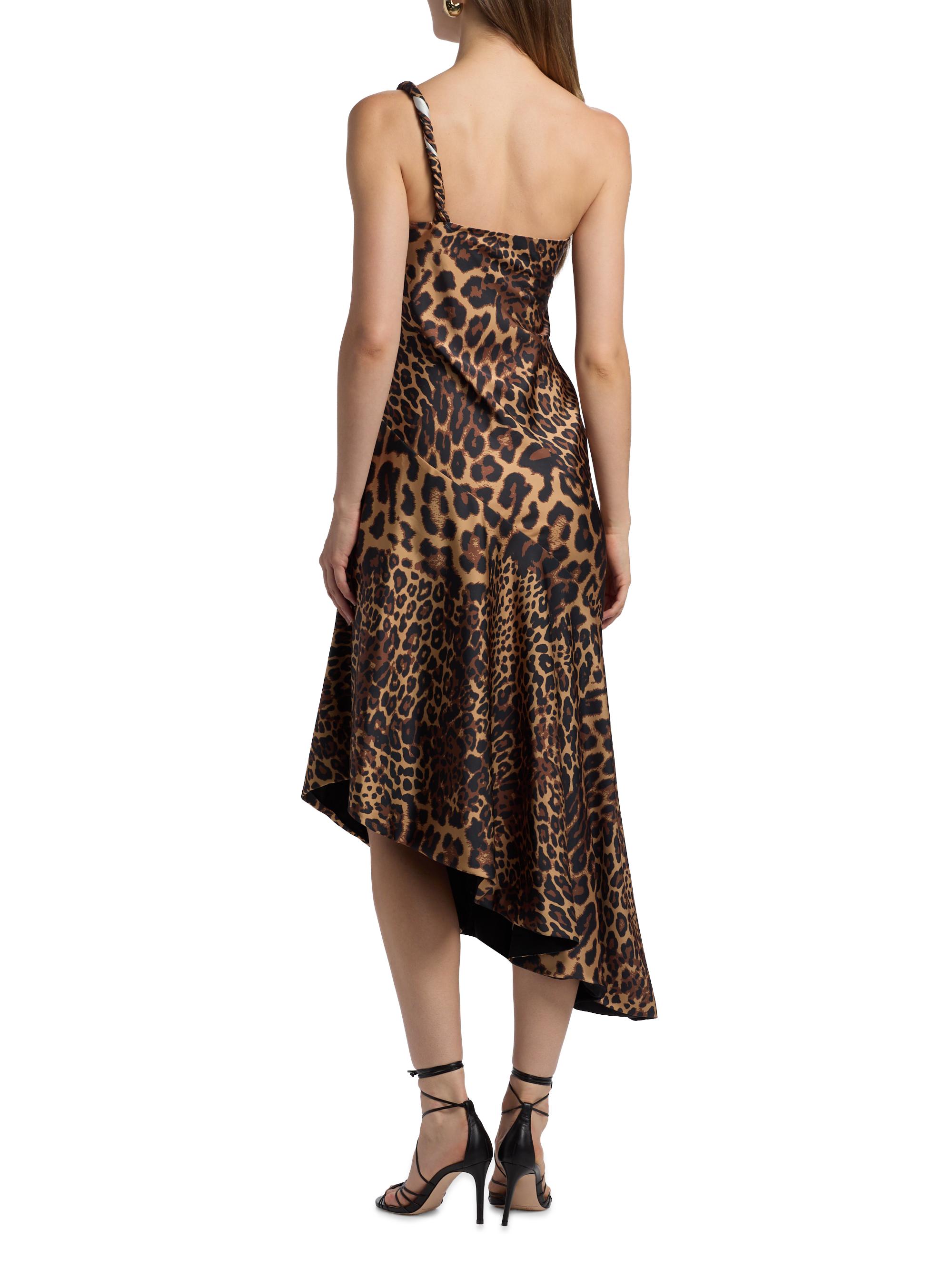 leopard print asymmetric dress Standards & Practices Plus Size Asymmetrical Hem Button-Up Wrap Lantern Sleeve Dress