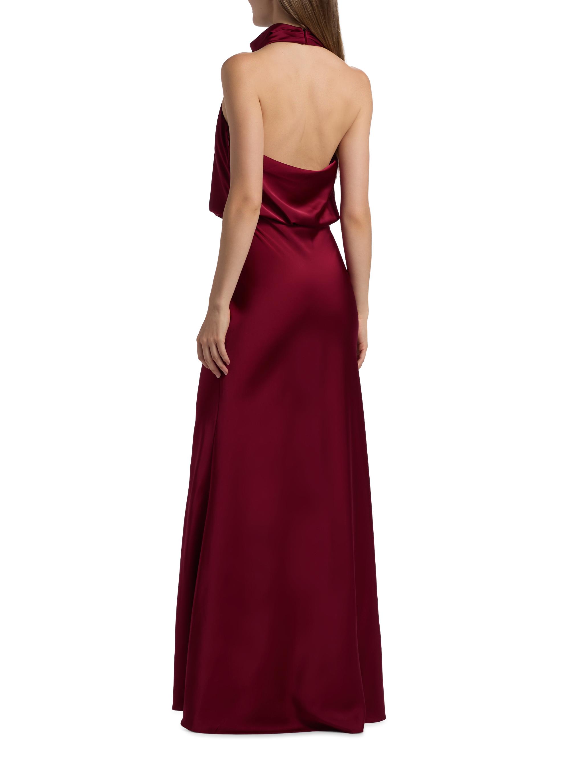 red silk halter dress Treasure Crystal Embellished Halter Neck Silk Gown