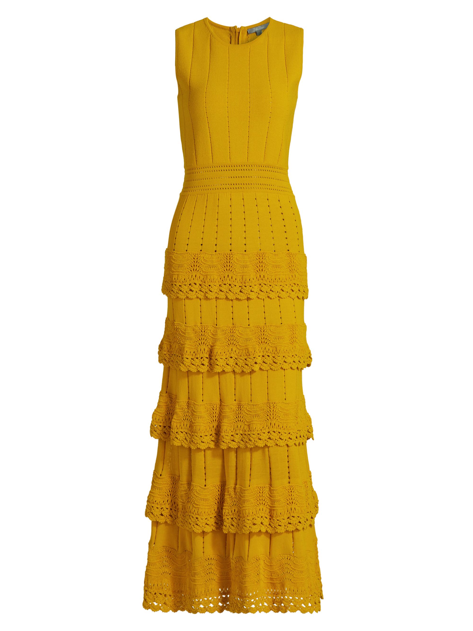 Lela Rose Women's Piper Sleeveless Knit Tiered Maxi Dress - Mustard