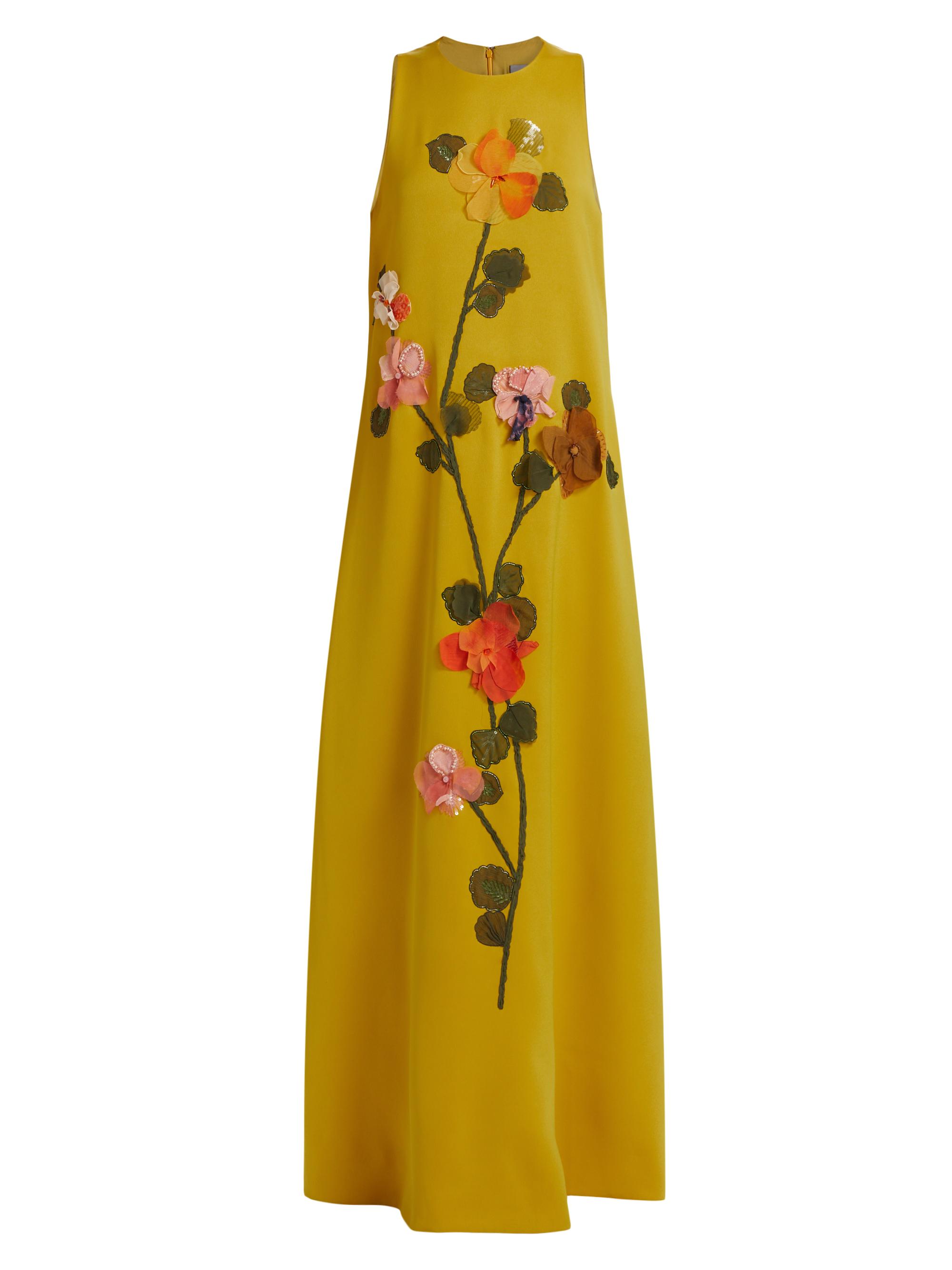 Lela Rose Women's Francie Satin Crepe A-Line Gown - Mustard Multi
