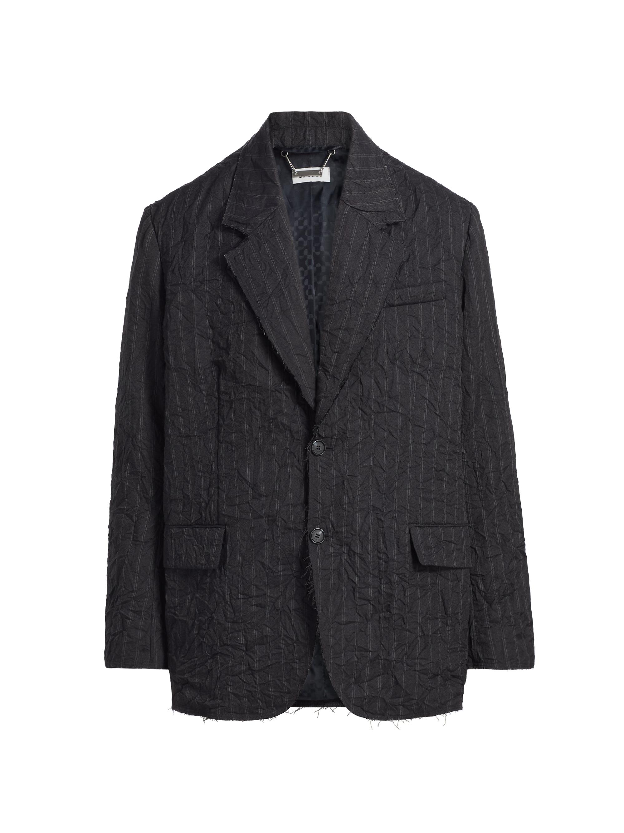 SIMKHAI Men's Oliver Striped Textured Oversized Boxy Blazer - Charcoal | Thumbnail 8