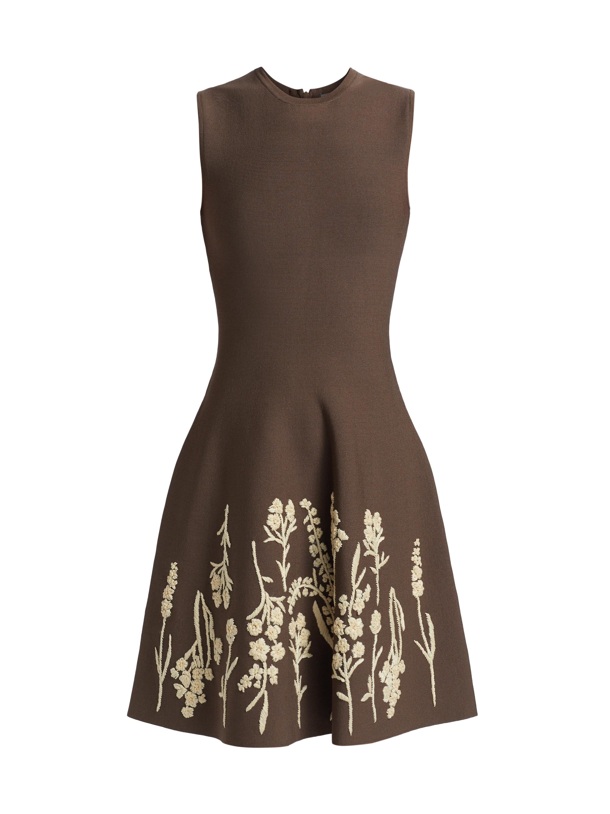 Lela Rose Women's Penelope Embroidered Sleeveless Minidress - Chocolate