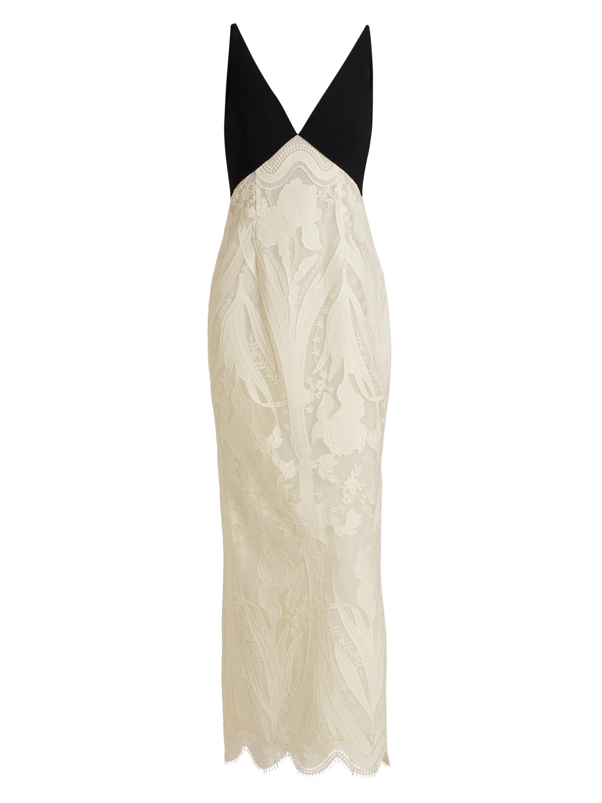 Lela Rose Women's Pieced Crepe & Lace Maxi Dress - Black