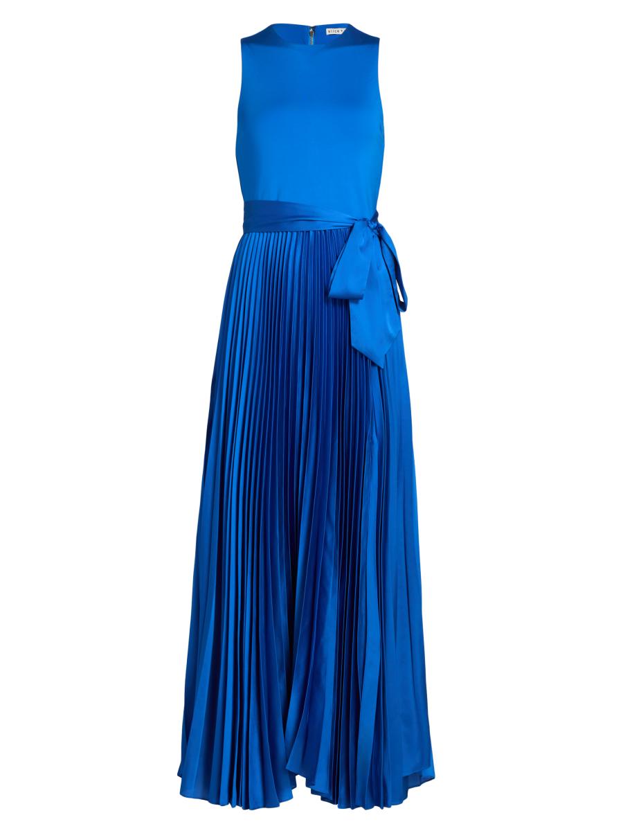 残りわずか★Alice+Olivia★Charaオフショルダーフレアドレス Alice + Olivia Chara Pleated Sleeveless Maxi Dress | Saks