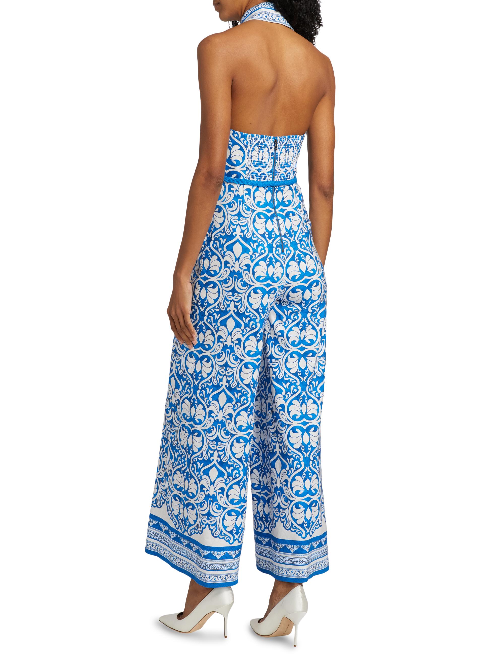 Alice + Olivia Alara Linen-Blend Wide Leg Jumpsuit | Saks