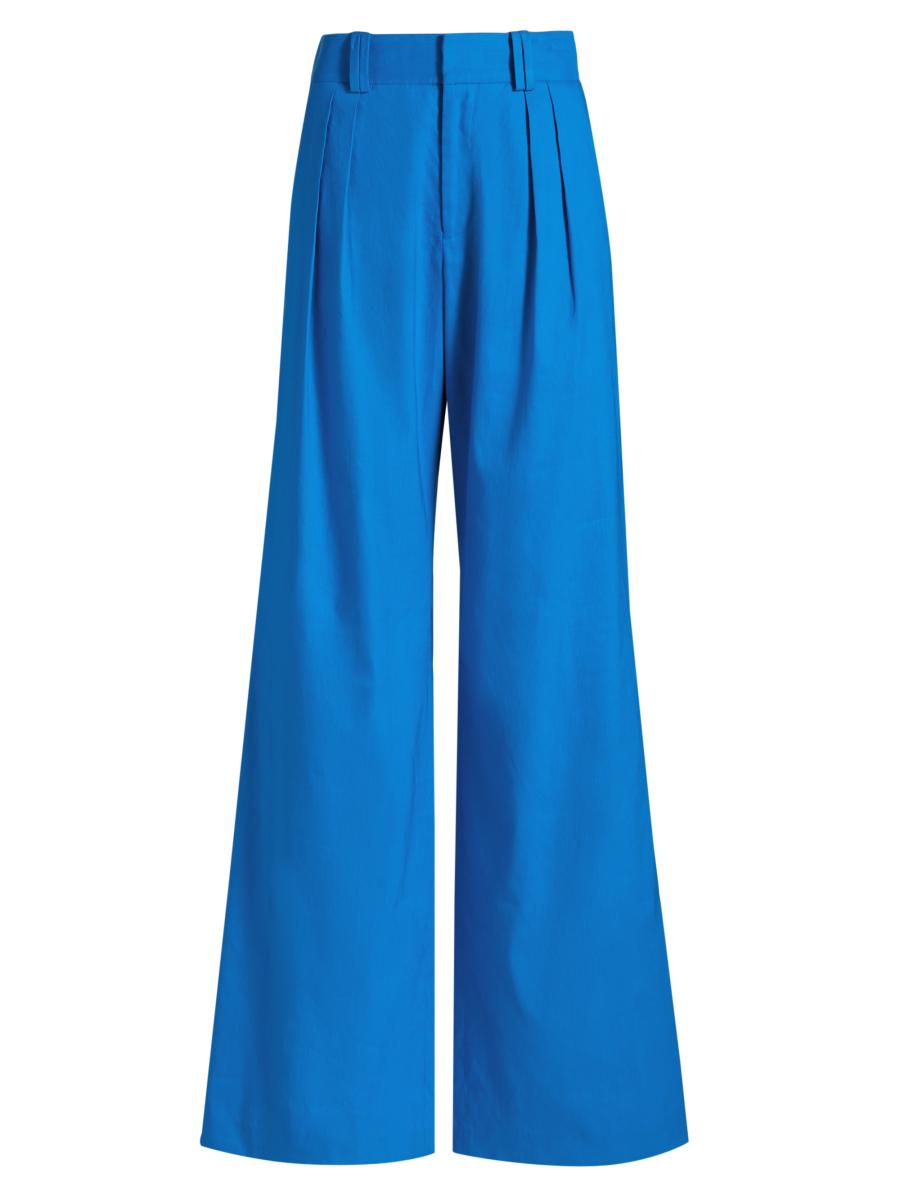 Alice And Olivia Women's Eric Linen-blend Pleated Pants In Blue
