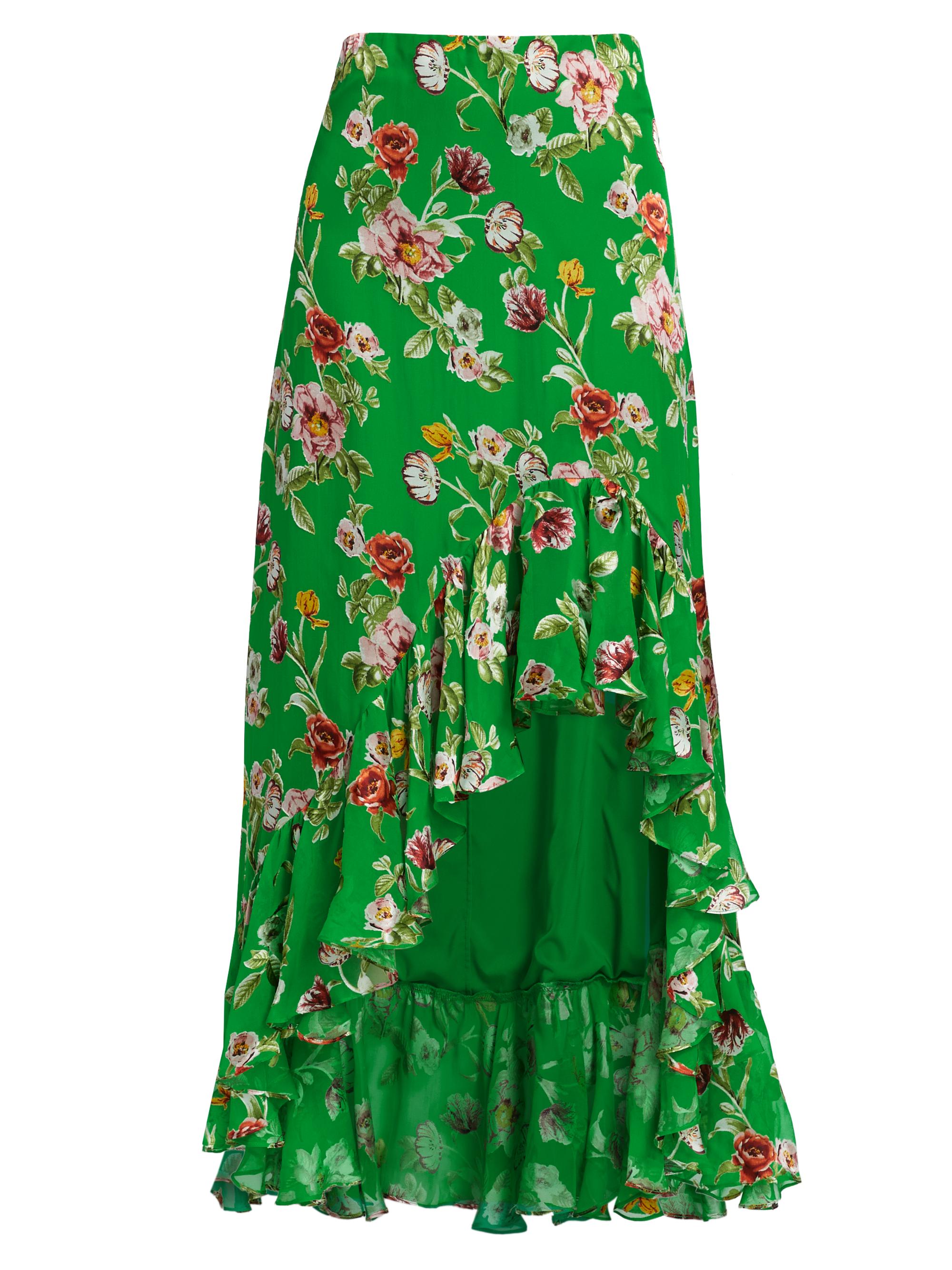 Alice + Olivia Maeve Floral Satin Midi-Skirt | Saks Fifth Avenue