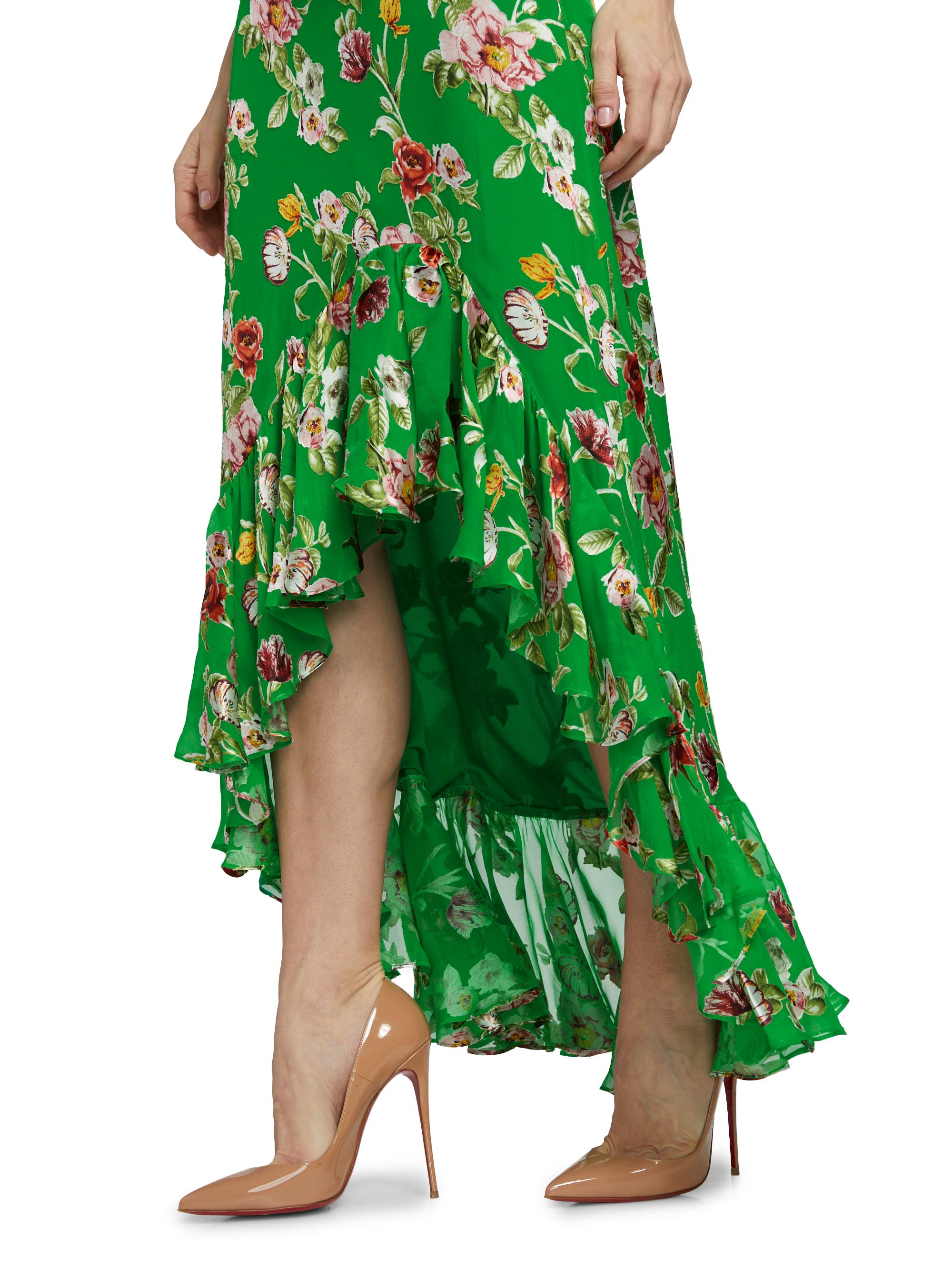 ALICE + OLIVIA Soraya Floral Ruffle-Trim Skirt | Saks Fifth Avenue