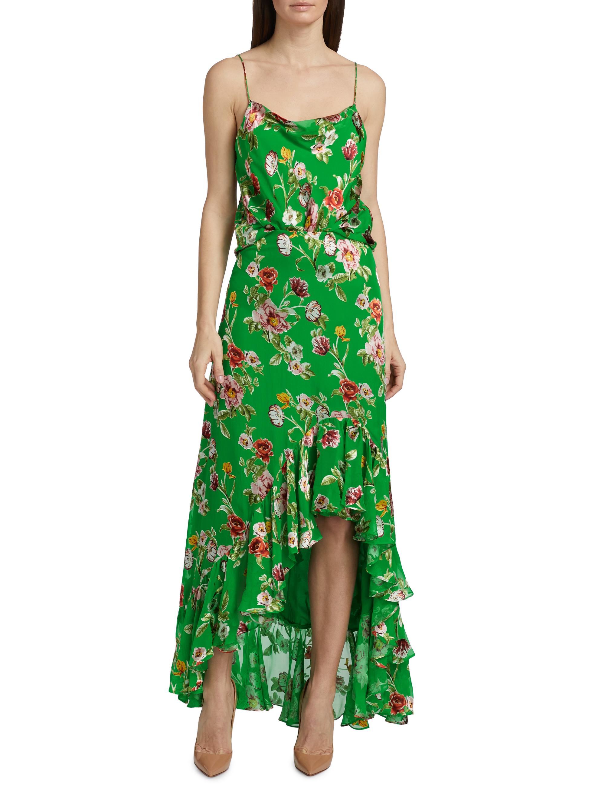 ALICE + OLIVIA Soraya Floral Ruffle-Trim Skirt | Saks Fifth Avenue