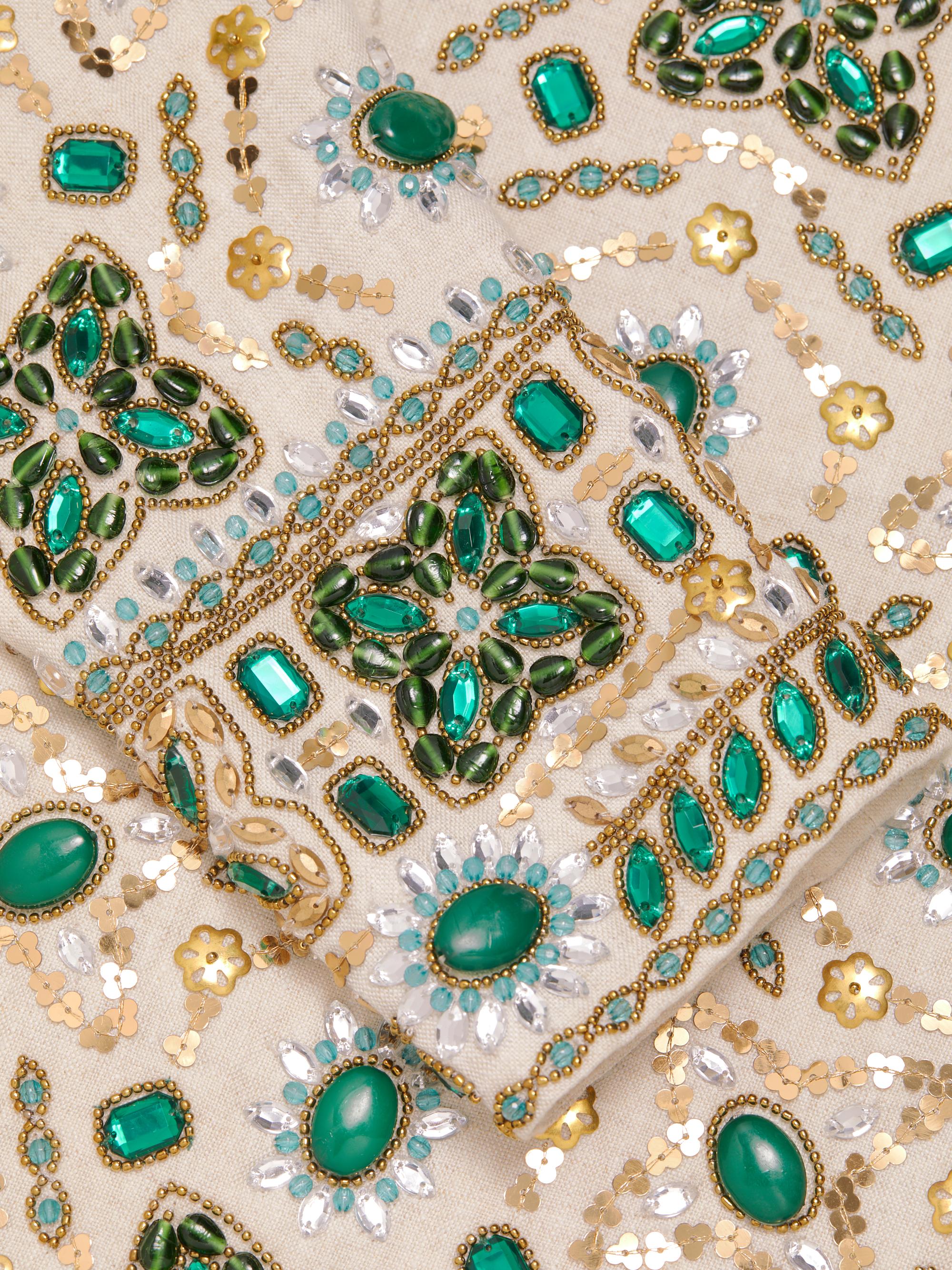 Alice + Olivia Kidman Beaded Linen Crewneck Jacket | Saks Fifth Avenue