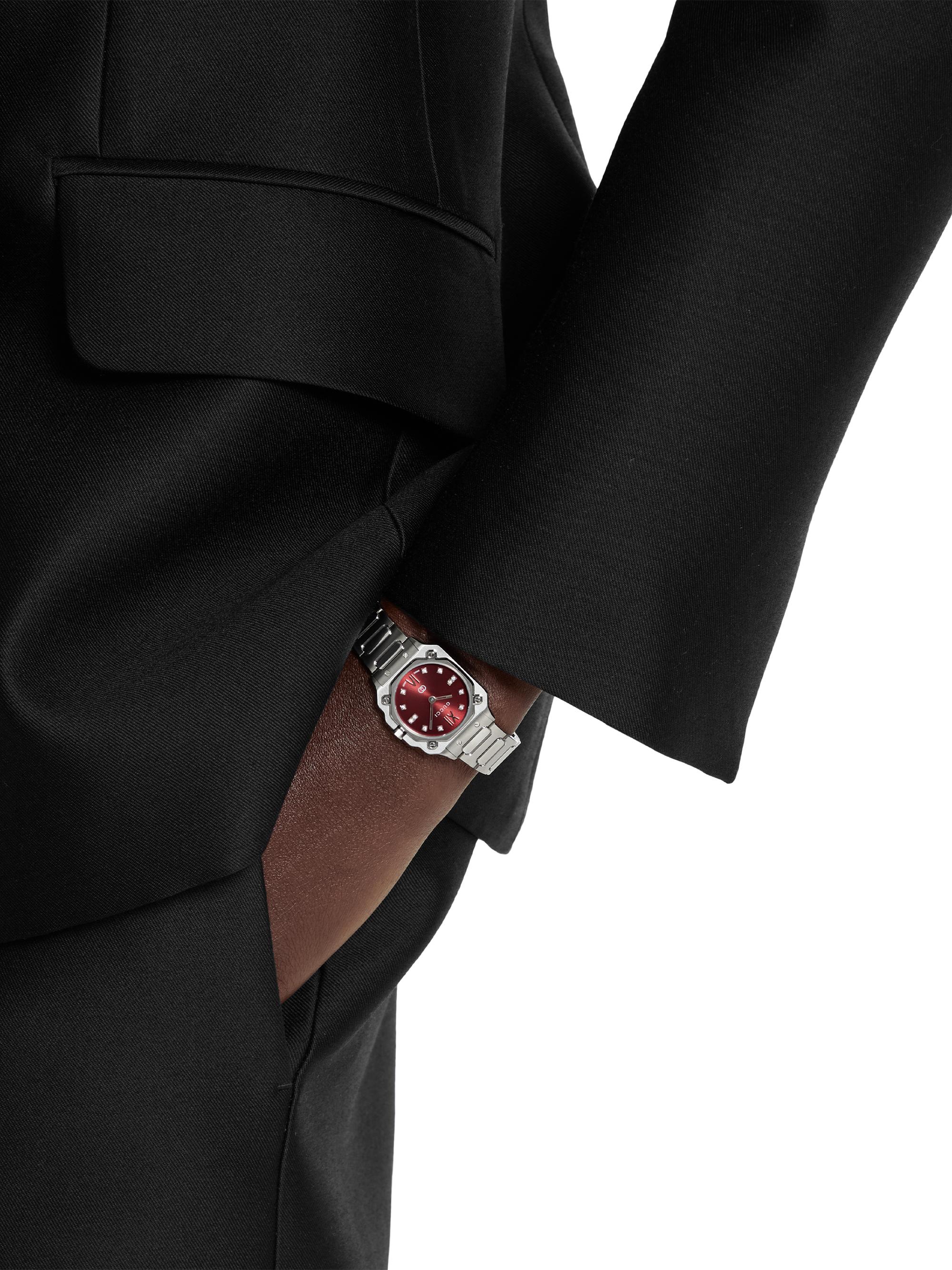 Gucci G-Flat Stainless Steel & 0.06 TCW Diamond Bracelet Watch