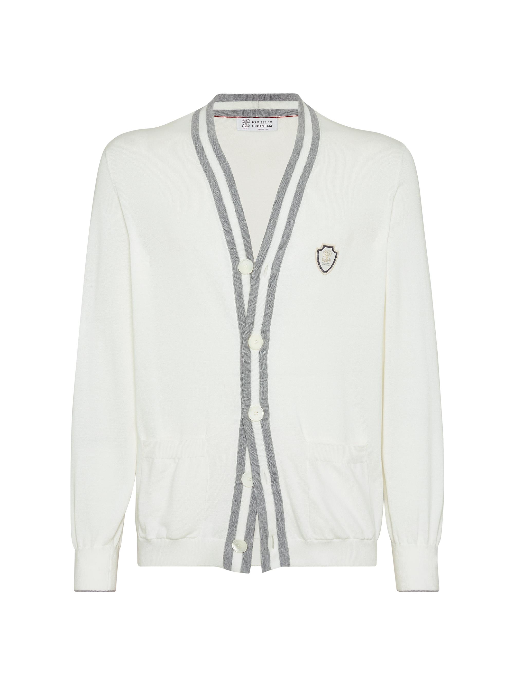 Brunello Cucinelli Men's Cotton Cardigan with Logo - Grey