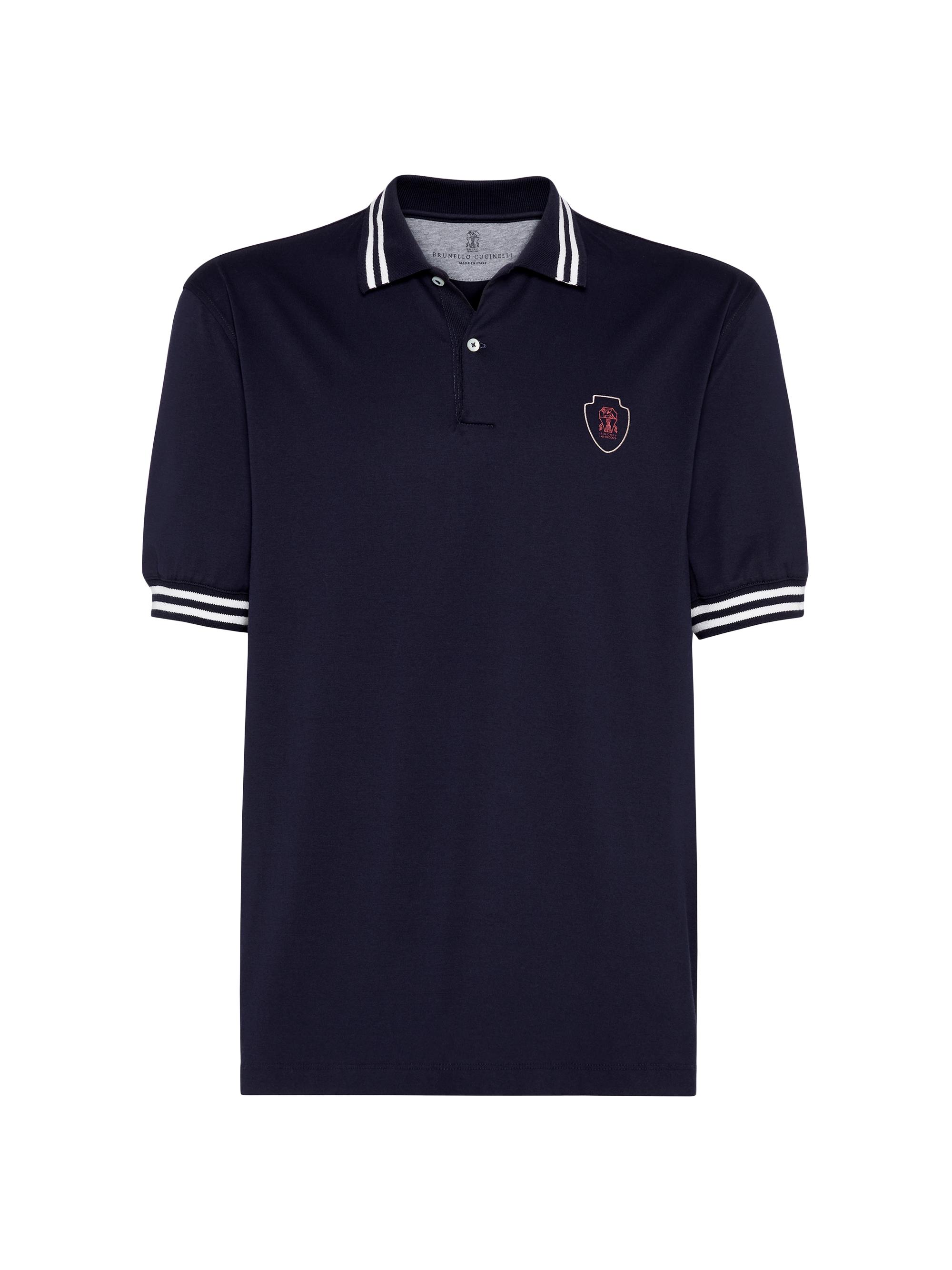 Brunello Cucinelli Men's Cotton Jersey Polo Shirt - Cobalt