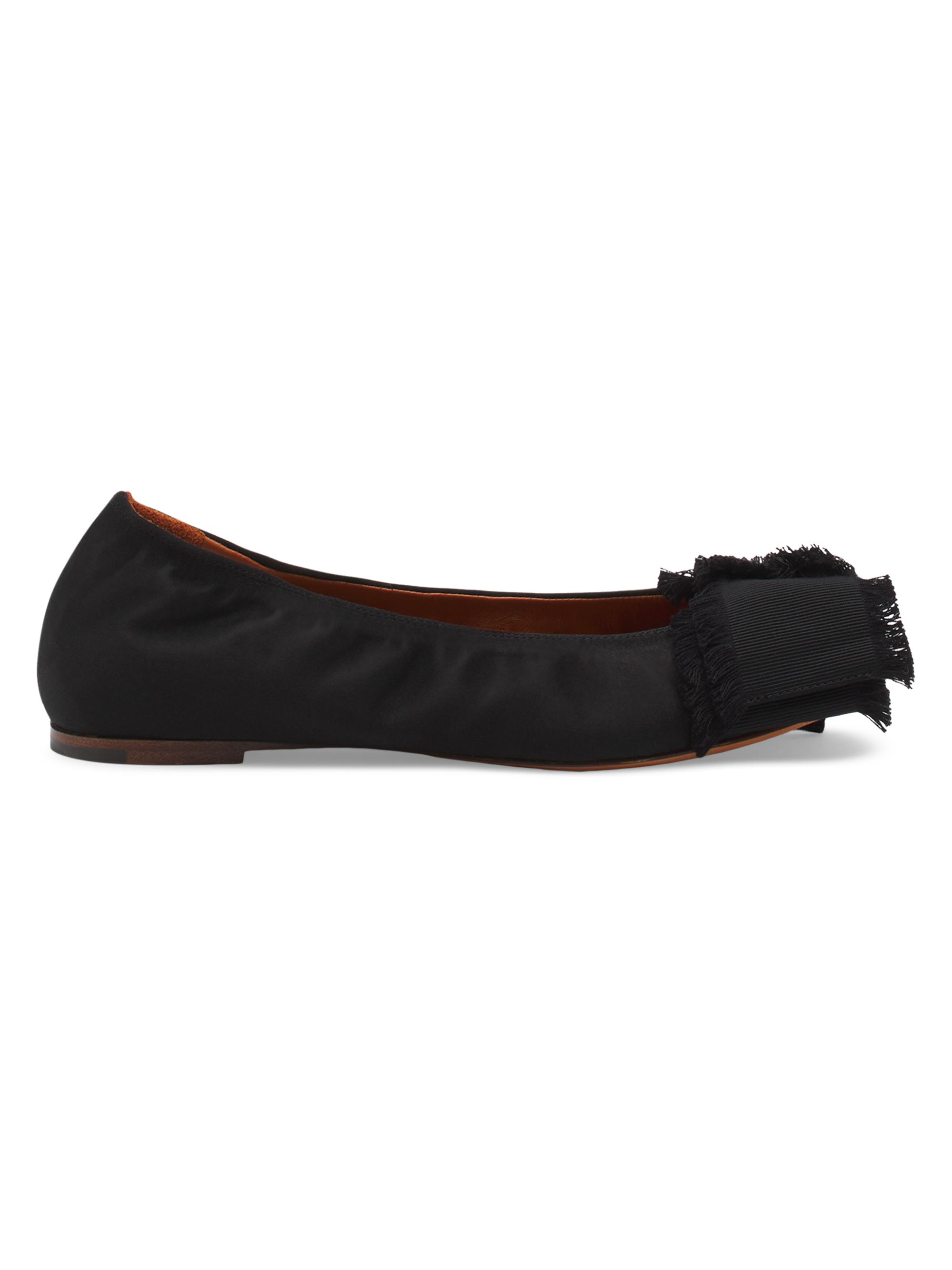 Lanvin Women's Ballerina Flats with Satin Bow - Black