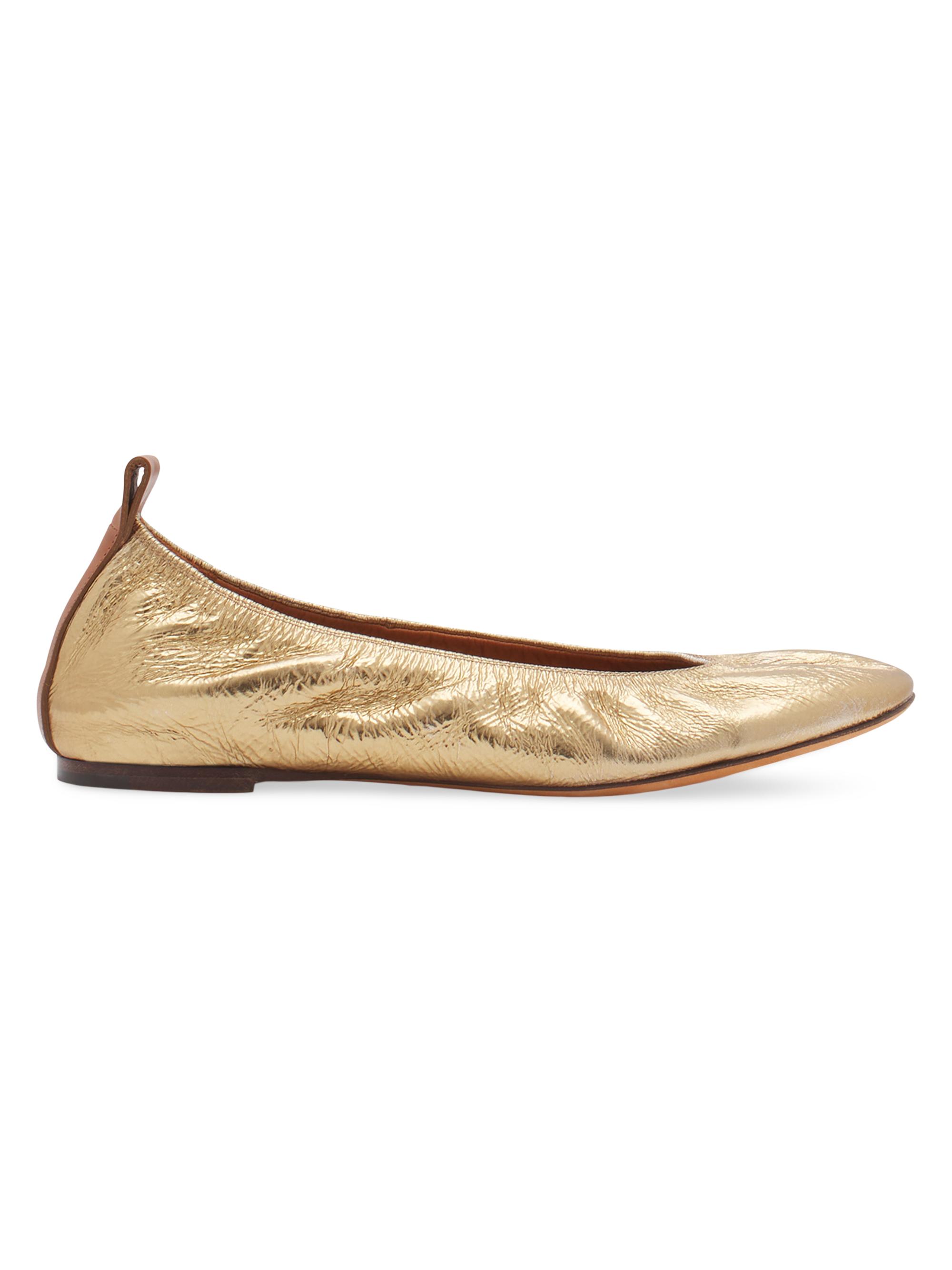 Lanvin Women's Metallic Leather Ballerina Flats - Gold