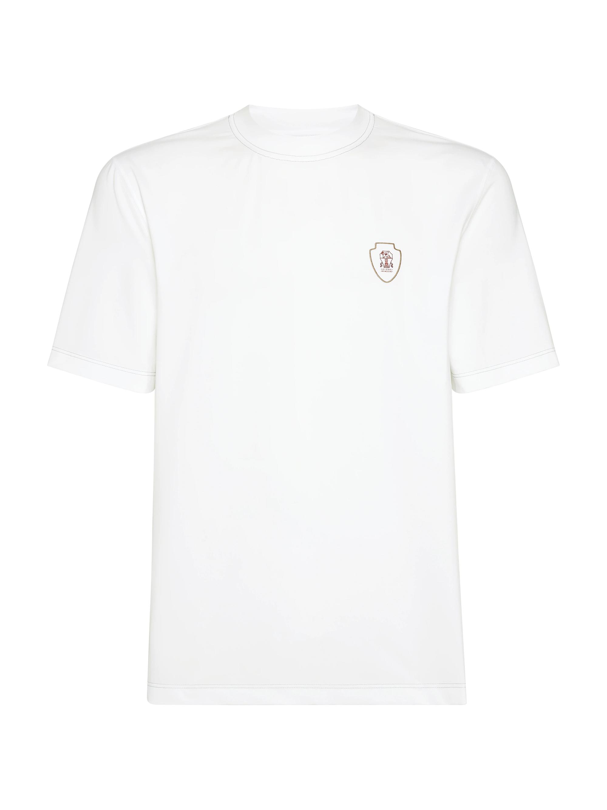 Brunello Cucinelli Men's Comfort Nylon Crew Neck T-Shirt with Logo - White