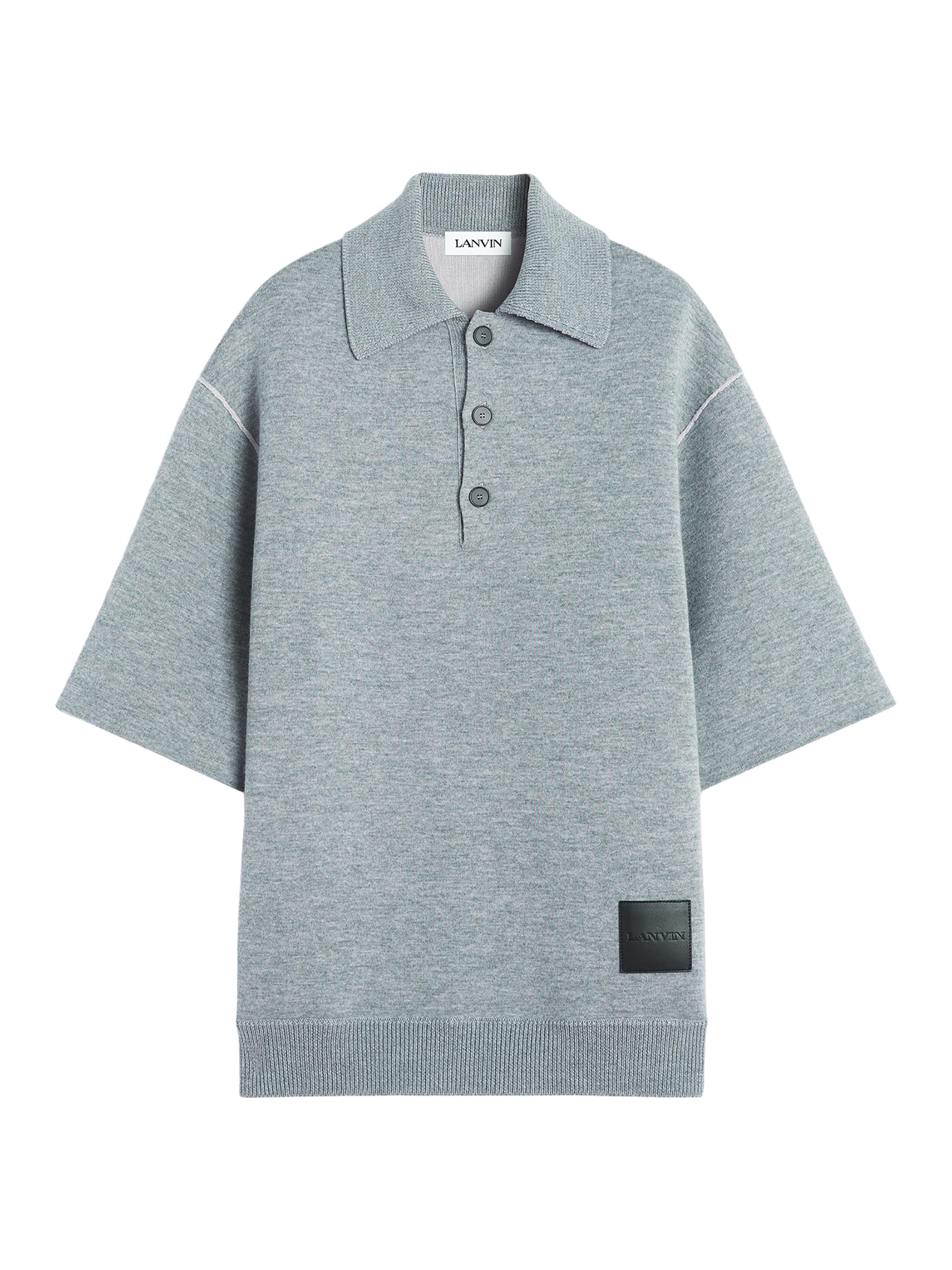 Lanvin Men's Oversized Wool Polo Shirt - Steel
