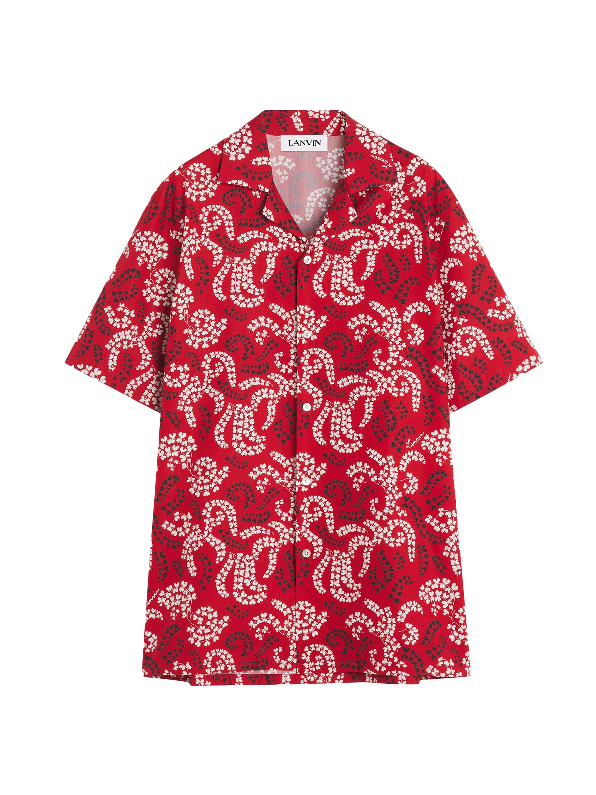 Lanvin Men's Printed Cotton Shirt - Carmine Red