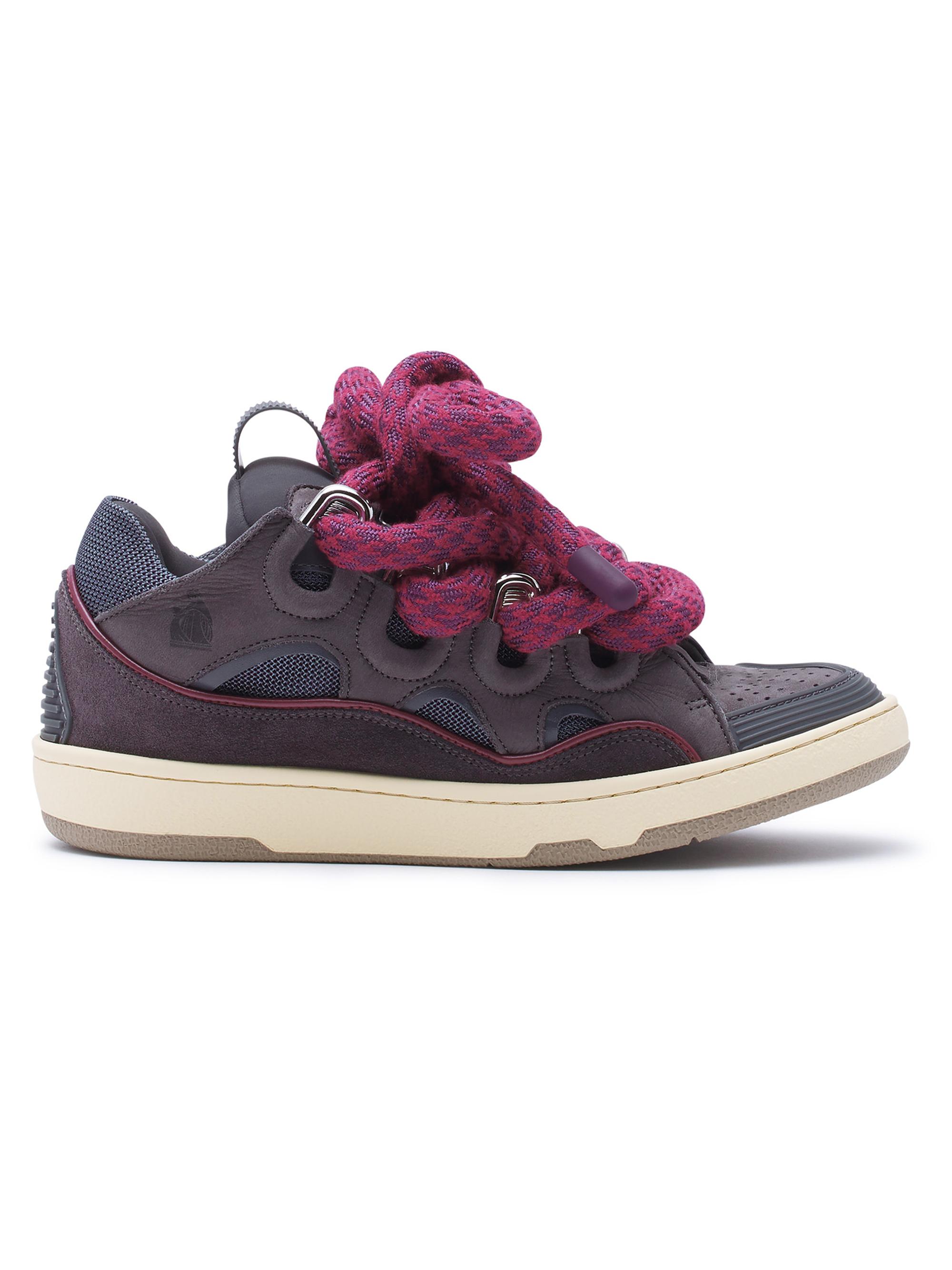 Lanvin Women's Curb Sneakers In Leather With Snake Laces - Shark Grey