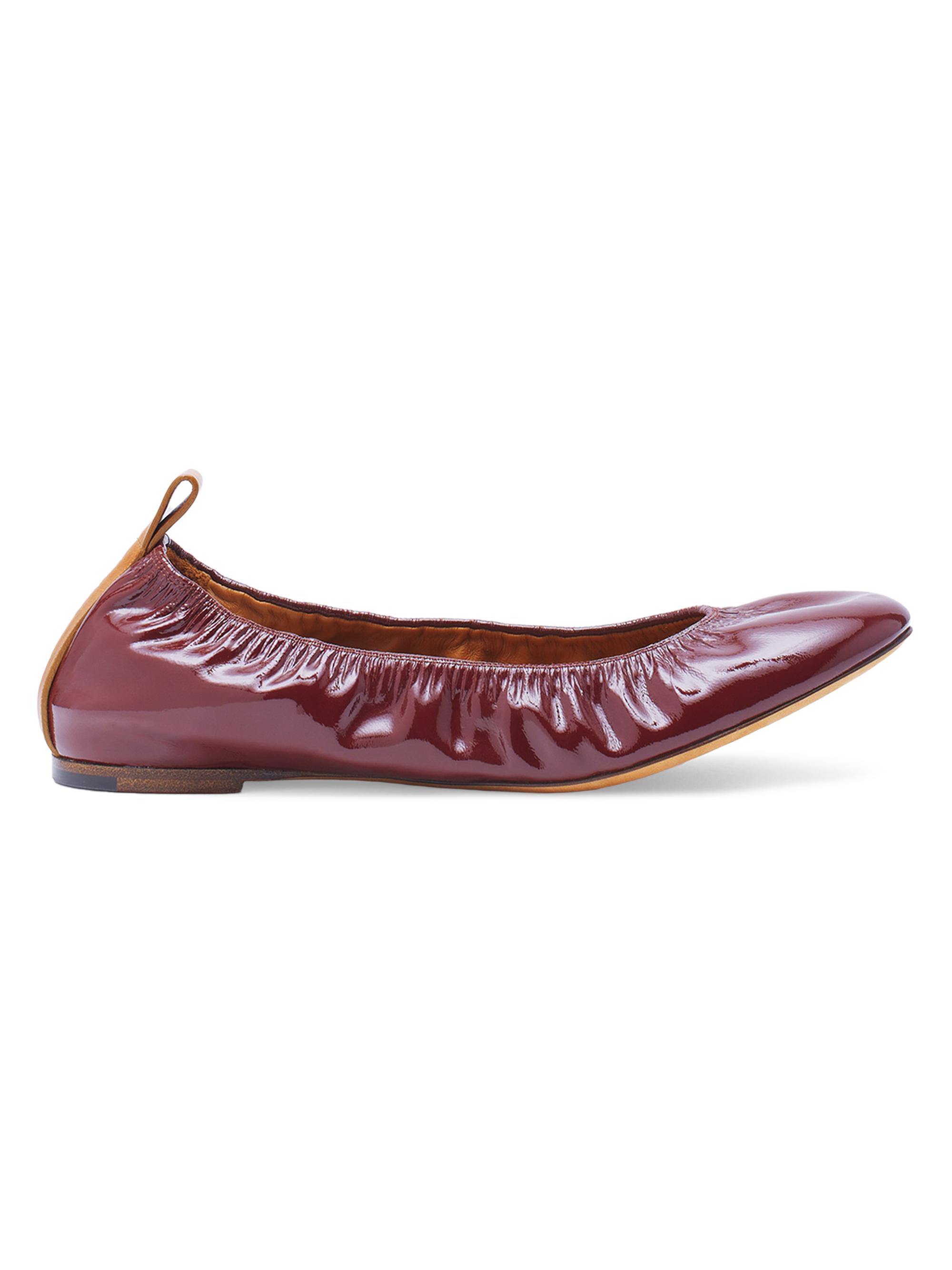 Lanvin Women's The Ballerina Flats in Patent Leather - Burgundy