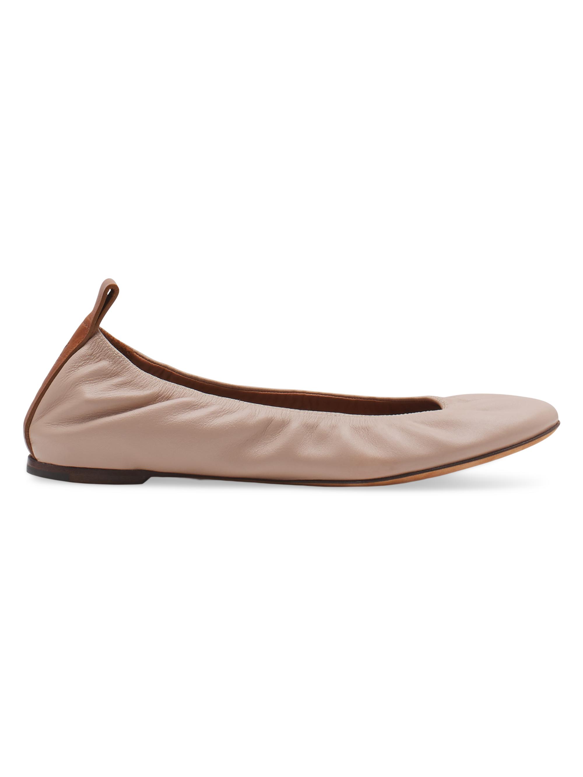 Lanvin Women's Leather Ballerina Flats - Dark Beige