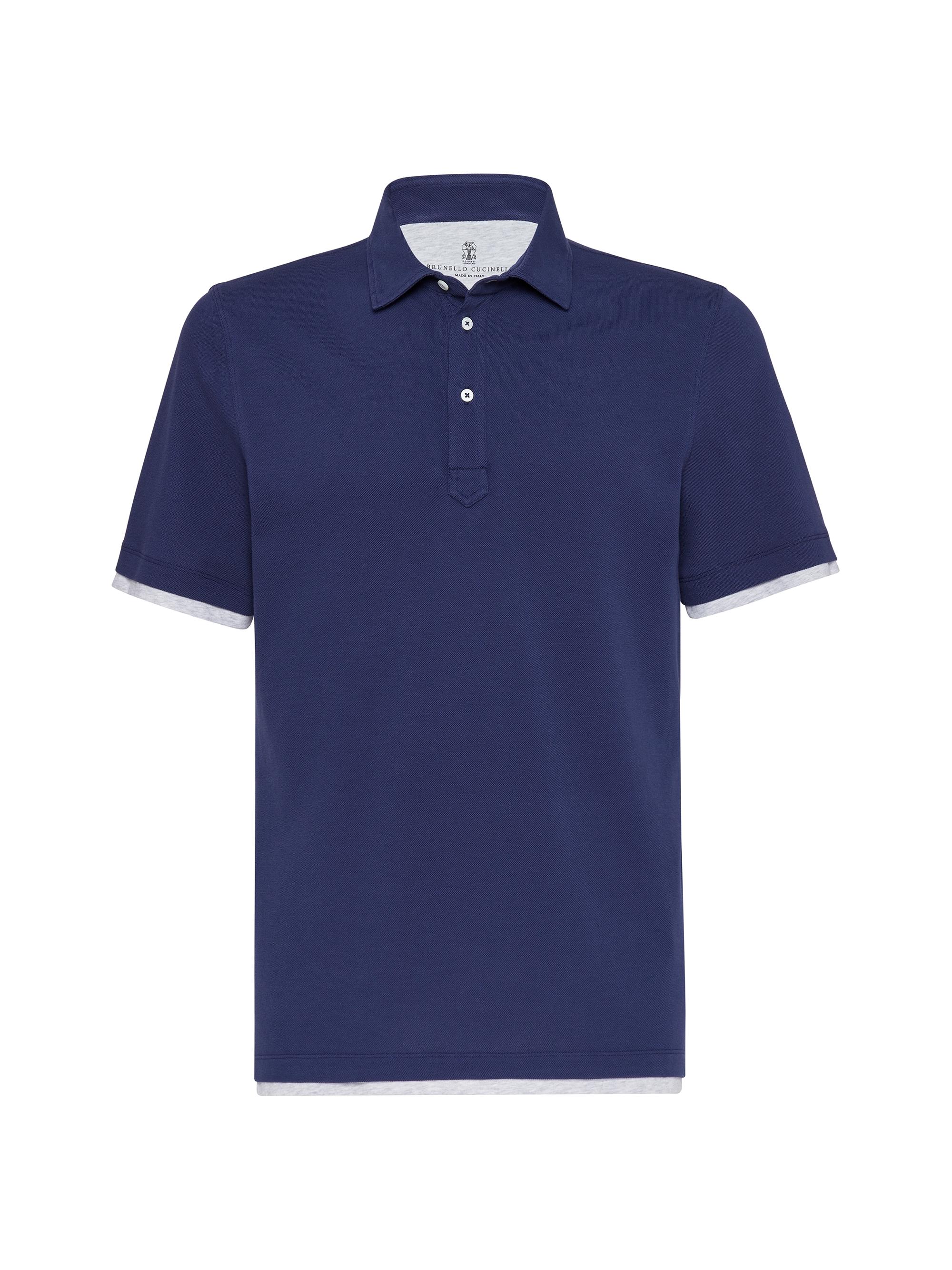 Brunello Cucinelli Men's Cotton Piqué Shirt Style Collar Polo - Pearl Grey