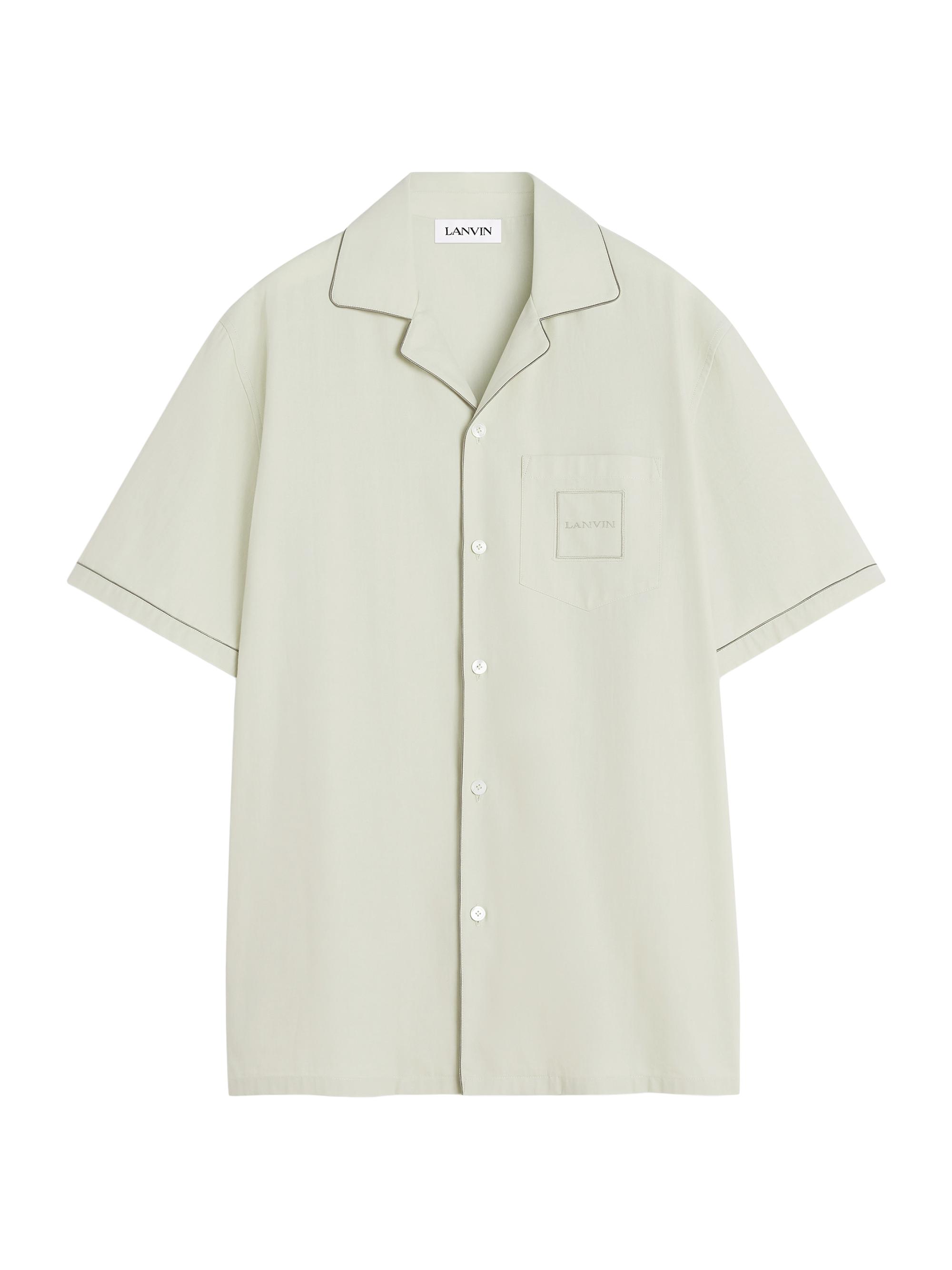 Lanvin Men's Fluid Cotton Bowling Shirt - Mastic